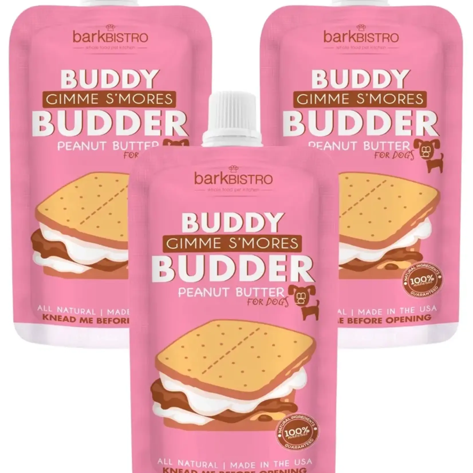 Bark Bistro Buddy Budder Gimme S'Mores Peanut Butter Pouch for Dogs 4OZ