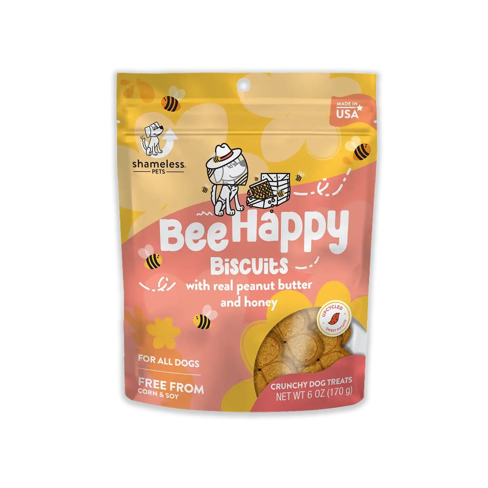 Shameless Pets Shameless Pets Dog Bee Happy Biscuits with Peanut Butter and Honey 6oz