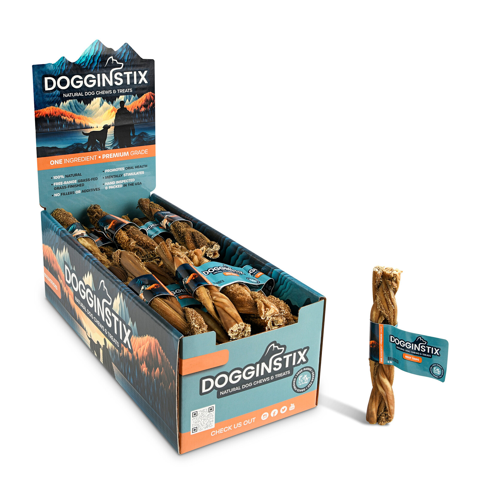 DogginStix DogginStix 6" Braided Beef Tripe Chew Single