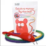 Cat in the Box Rainbow Catch-a-Mouse-by-the-Tail Wool Mouse 6ft Cat Toy