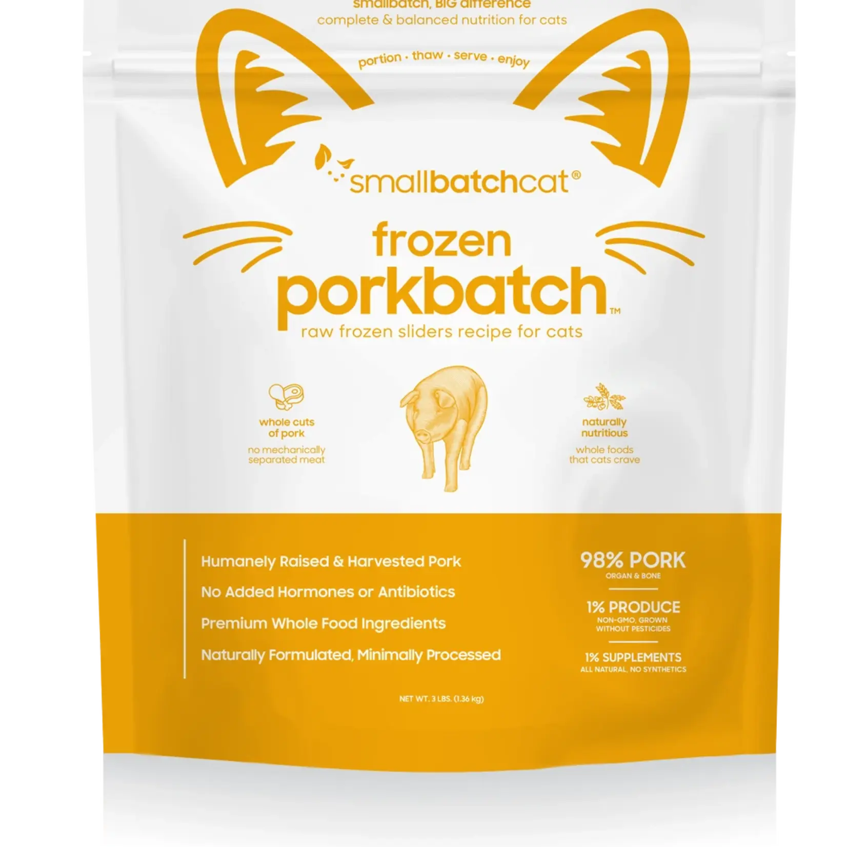 Small Batch Pets SmallBatch Cat Frozen Raw PorkBatch Sliders 3#