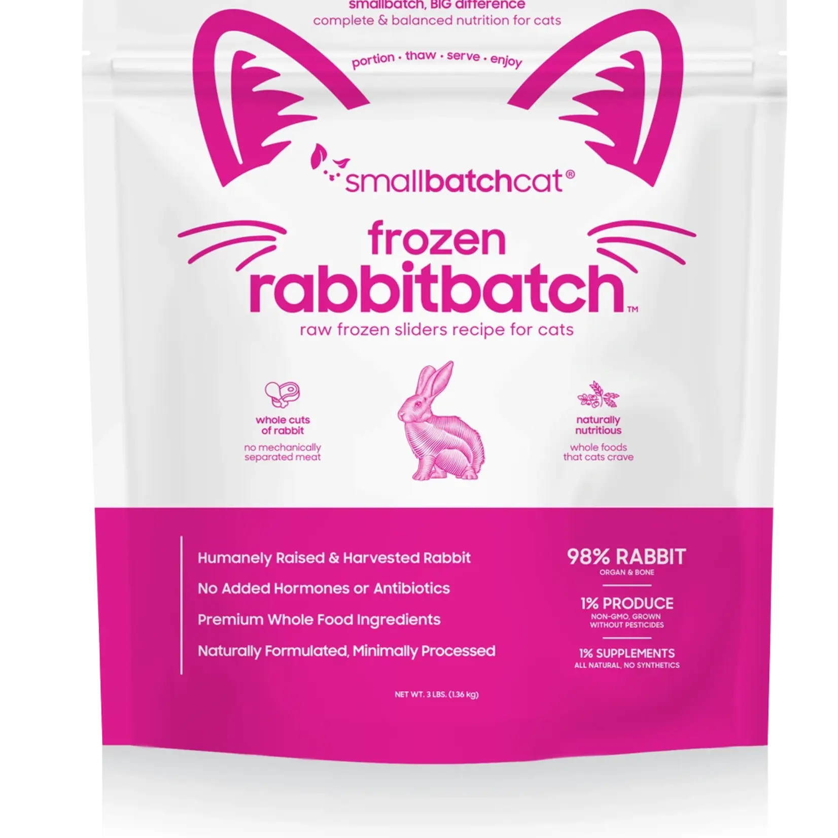 Small Batch Pets SmallBatch Cat Frozen Raw RabbitBatch Sliders 3#