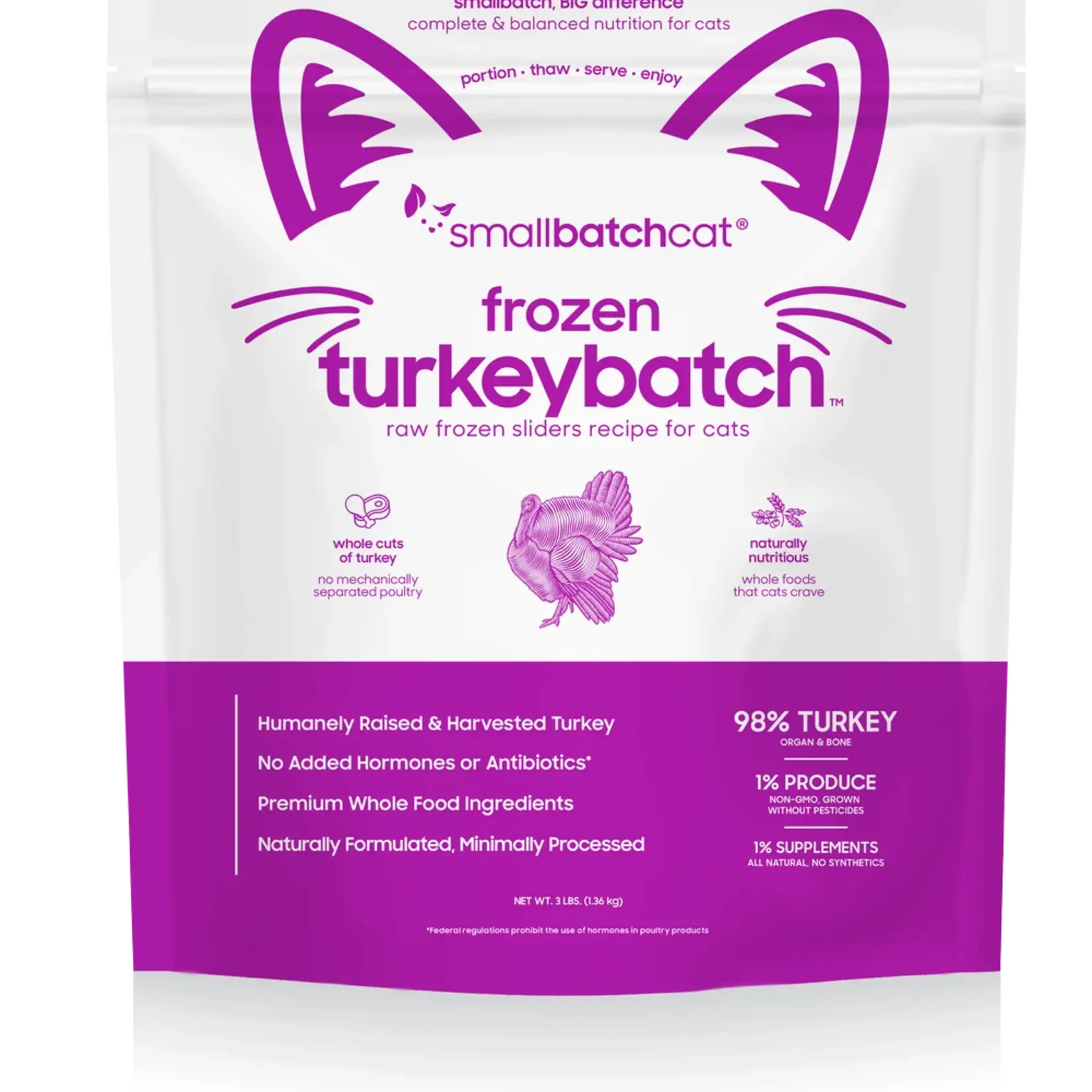Small Batch Pets Smallbatch Cat Frozen Raw TurkeyBatch Sliders 3#