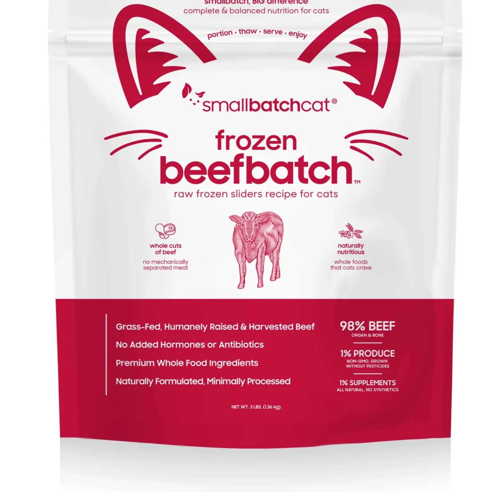 Small Batch Pets Smallbatch Cat Frozen Raw Beef Batch Sliders 3#