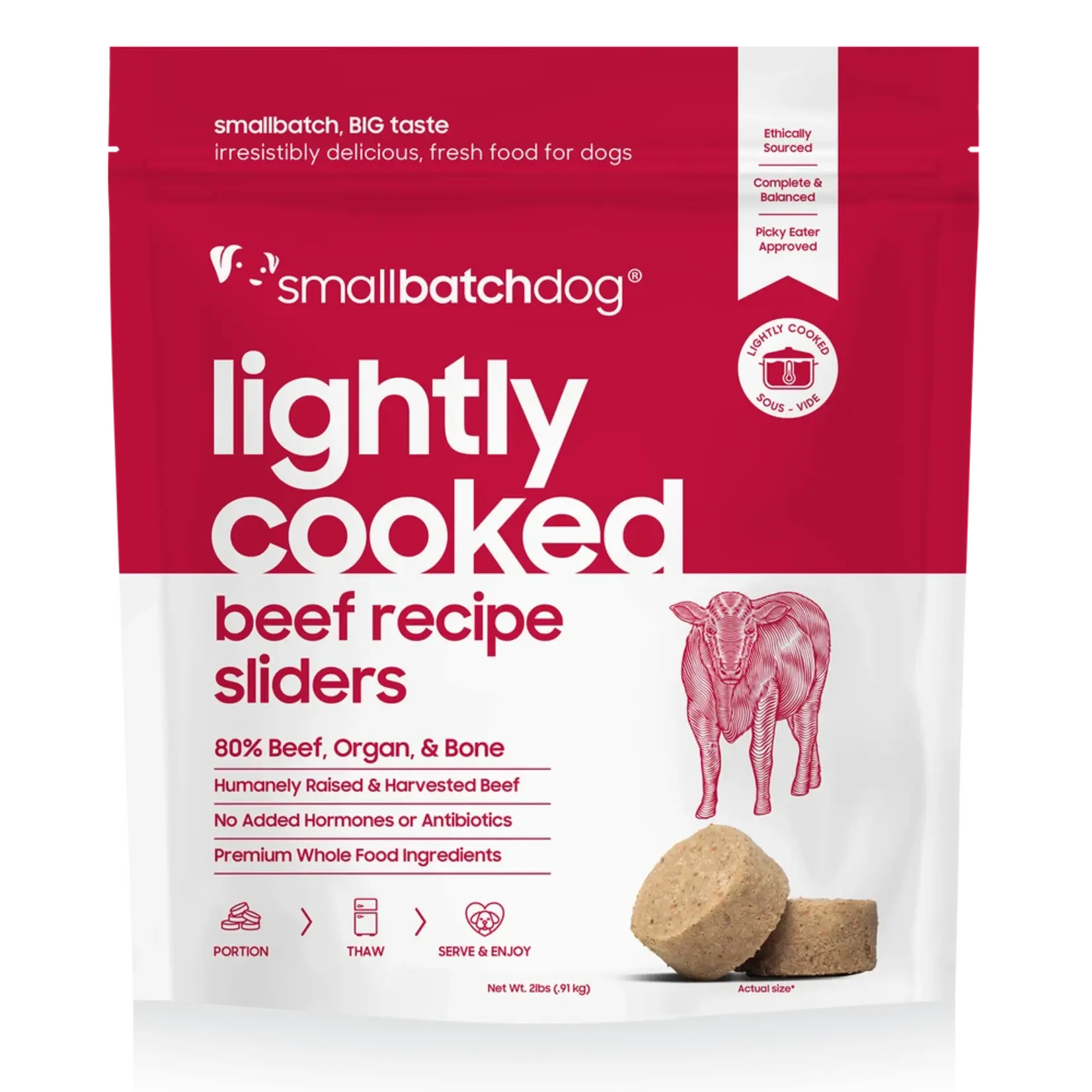 Small Batch Pets SmallBatch Dog Frozen Lightly Cooked Beef Sliders 2#