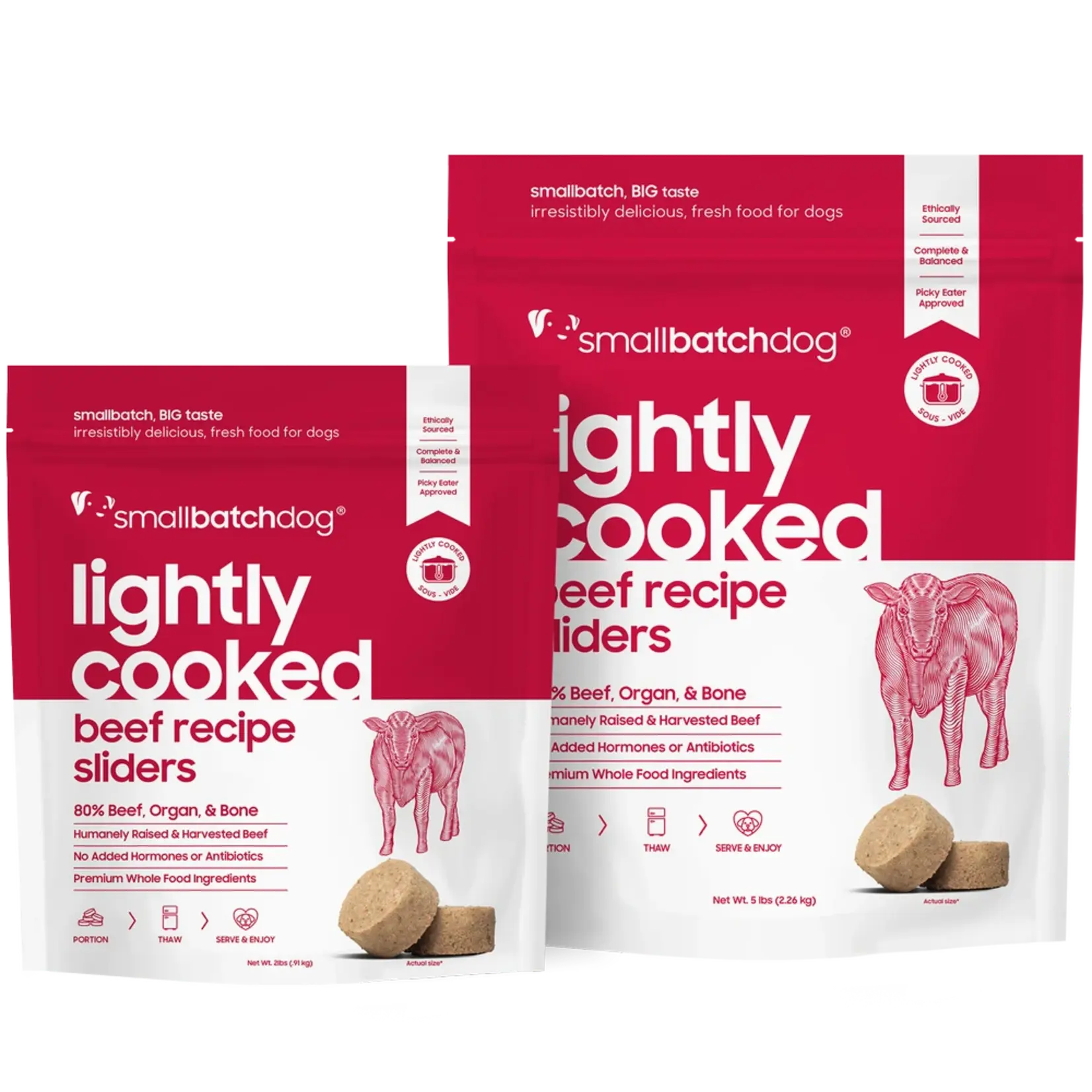 Small Batch Pets SmallBatch Dog Frozen Lightly Cooked Beef Sliders 5#