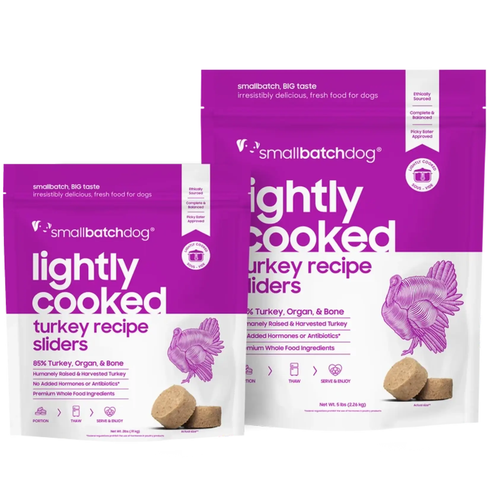 Small Batch Pets SmallBatch Dog Frozen Lightly Cooked Turkey Sliders 5#