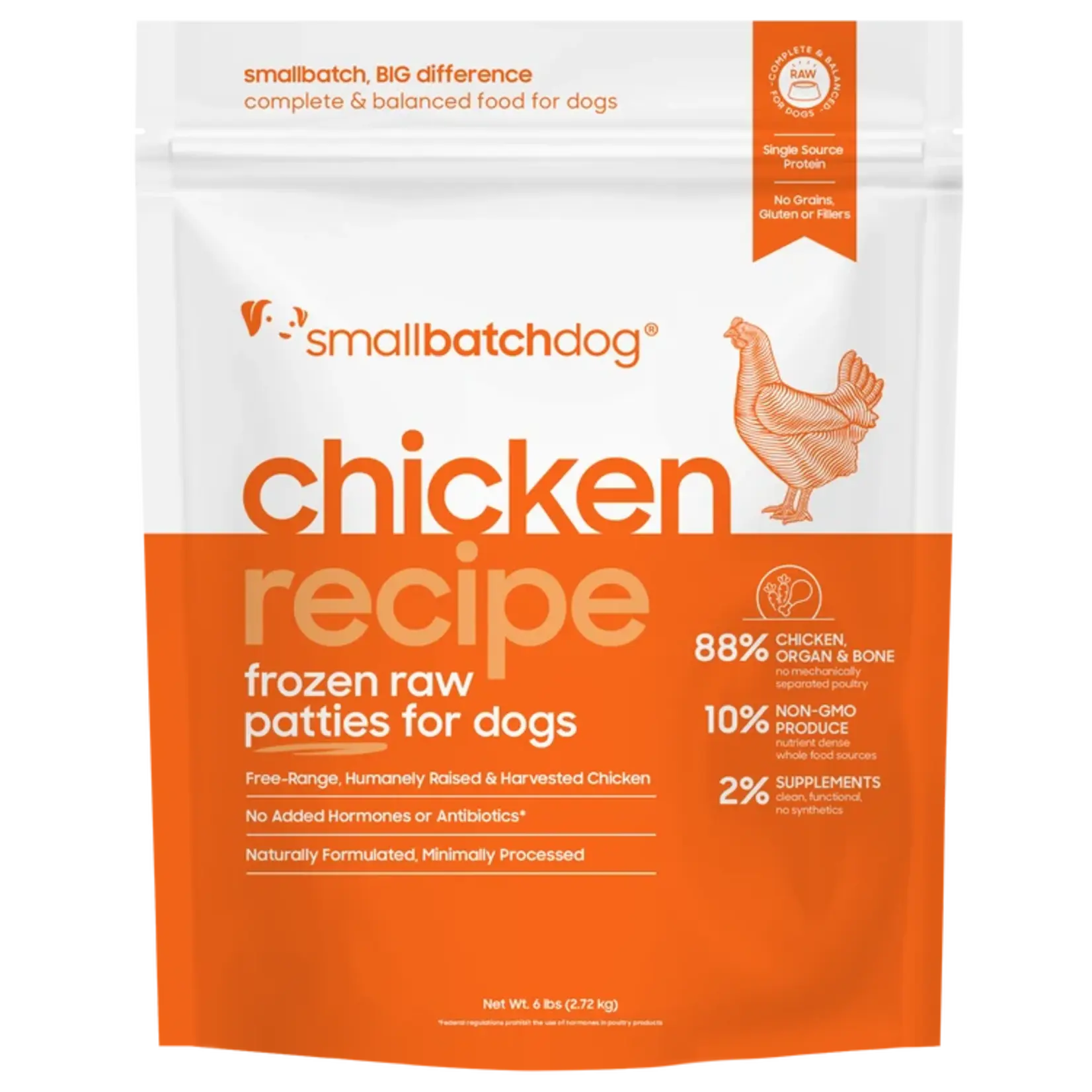 Small Batch Pets SmallBatch Dog Frozen Raw Chicken Patties 6#