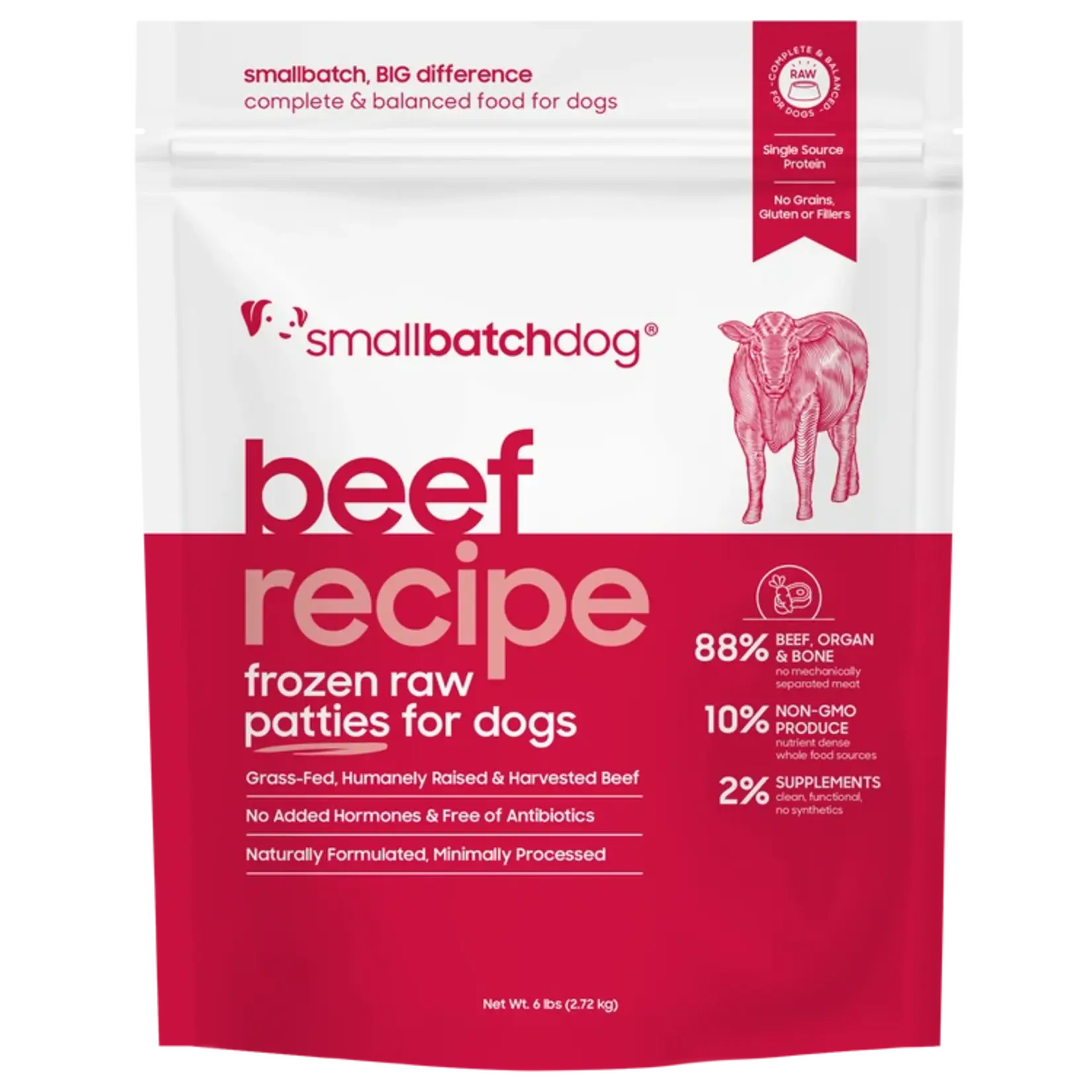 Small Batch Pets SmallBatch Dog Frozen Raw Beef Patties 6#