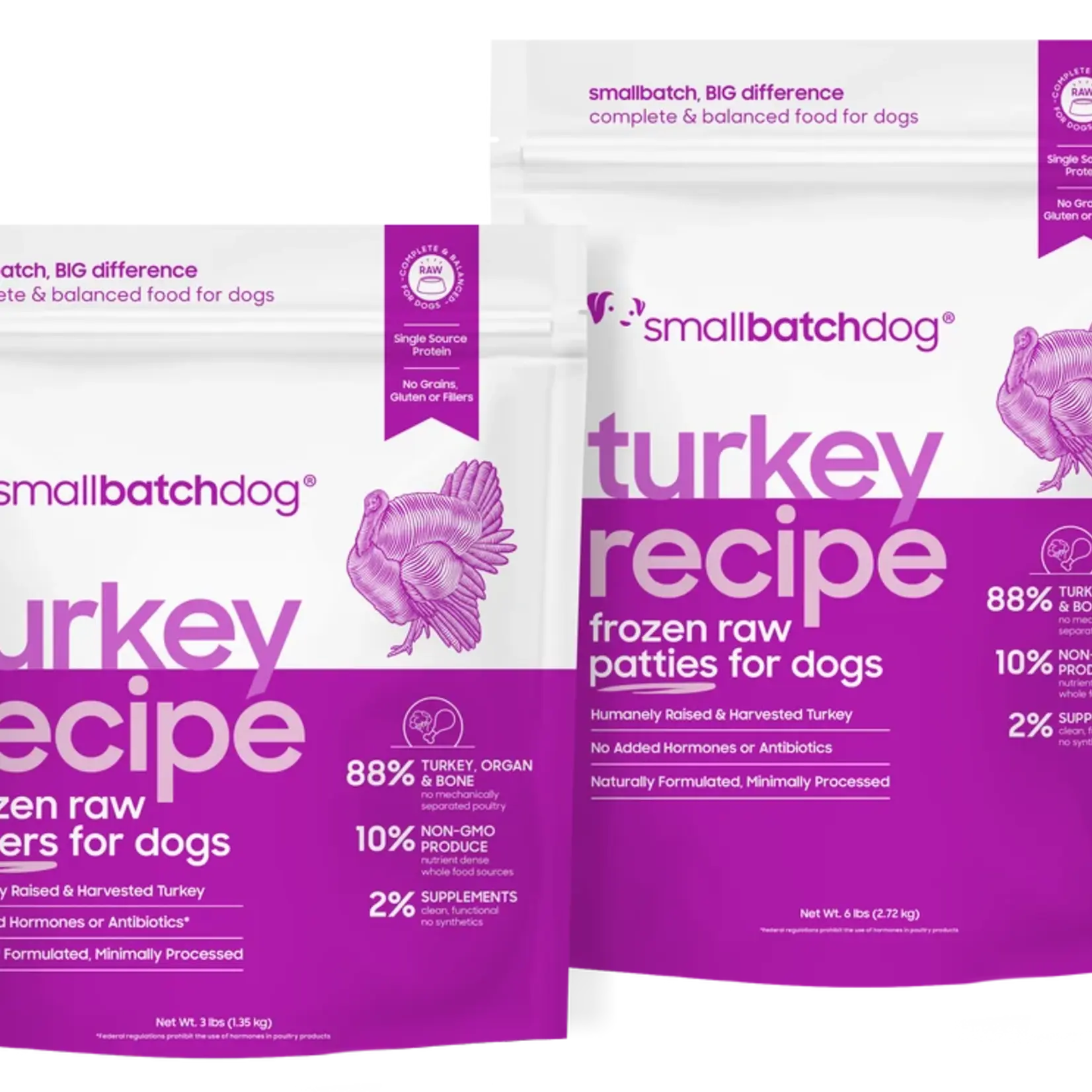 Small Batch Pets SmallBatch Dog Frozen Raw Turkey Sliders 3#