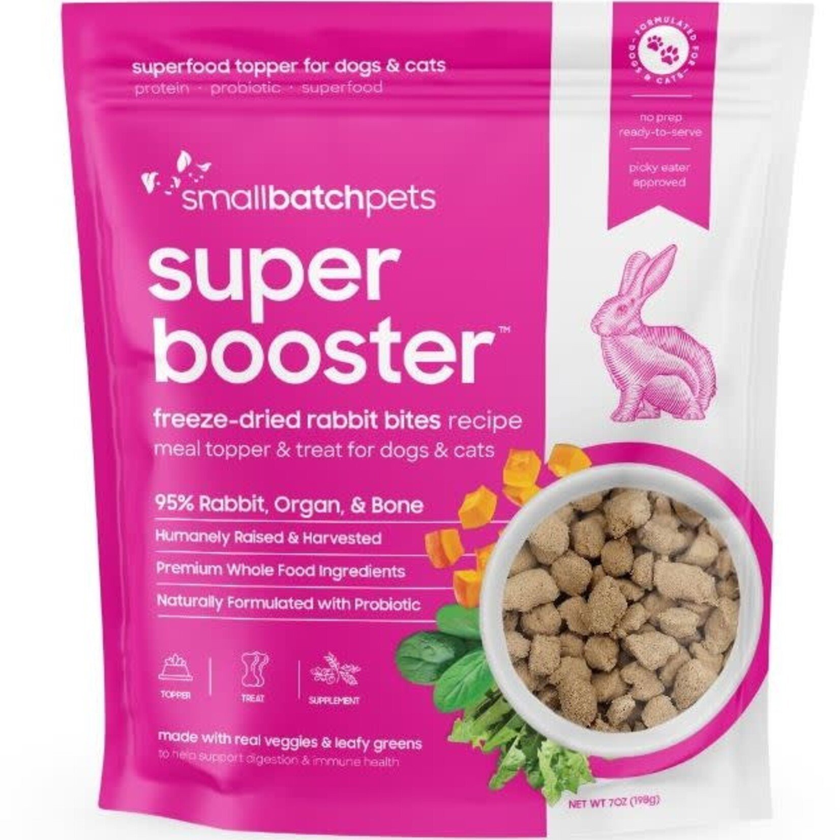 Small Batch Pets SmallBatch Freeze-Dried Super Booster for Dogs and Cats Rabbit Recipe 7oz