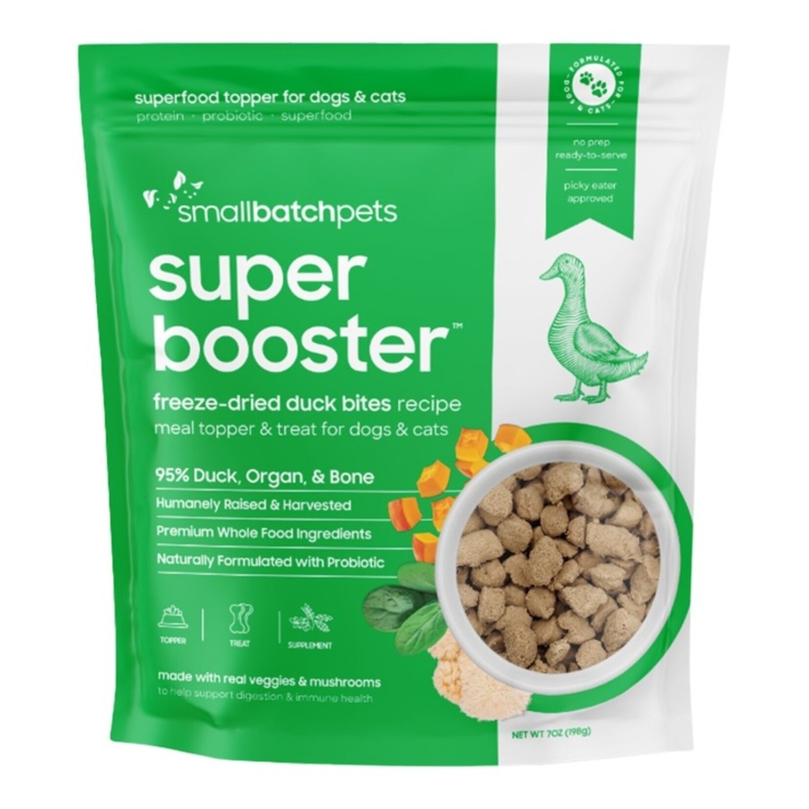 Small Batch Pets SmallBatch Freeze-Dried Super Booster for Dogs and Cats Duck Recipe 7oz