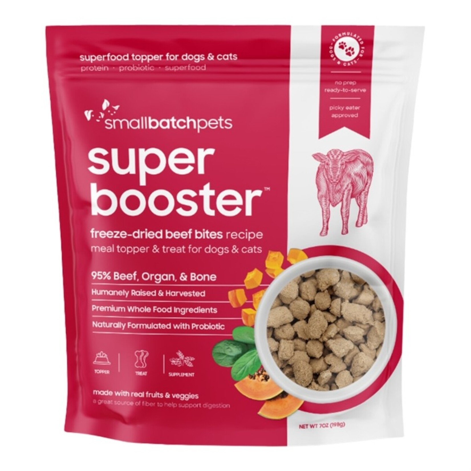 Small Batch Pets SmallBatch Freeze-Dried Super Booster for Dogs and Cats Beef Recipe 7oz
