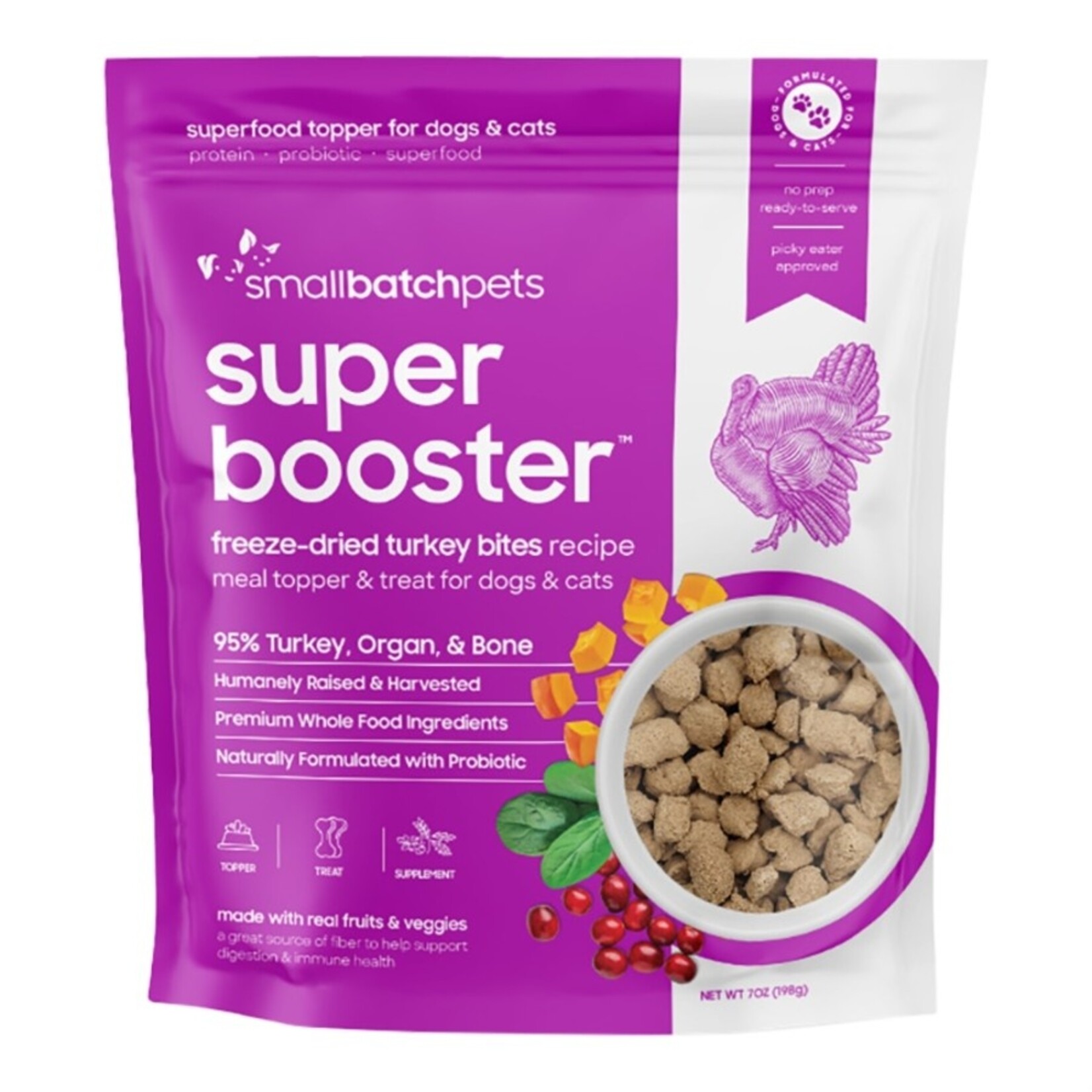 Small Batch Pets SmallBatch Freeze-Dried Super Booster for Dogs and Cats Turkey Recipe 7oz