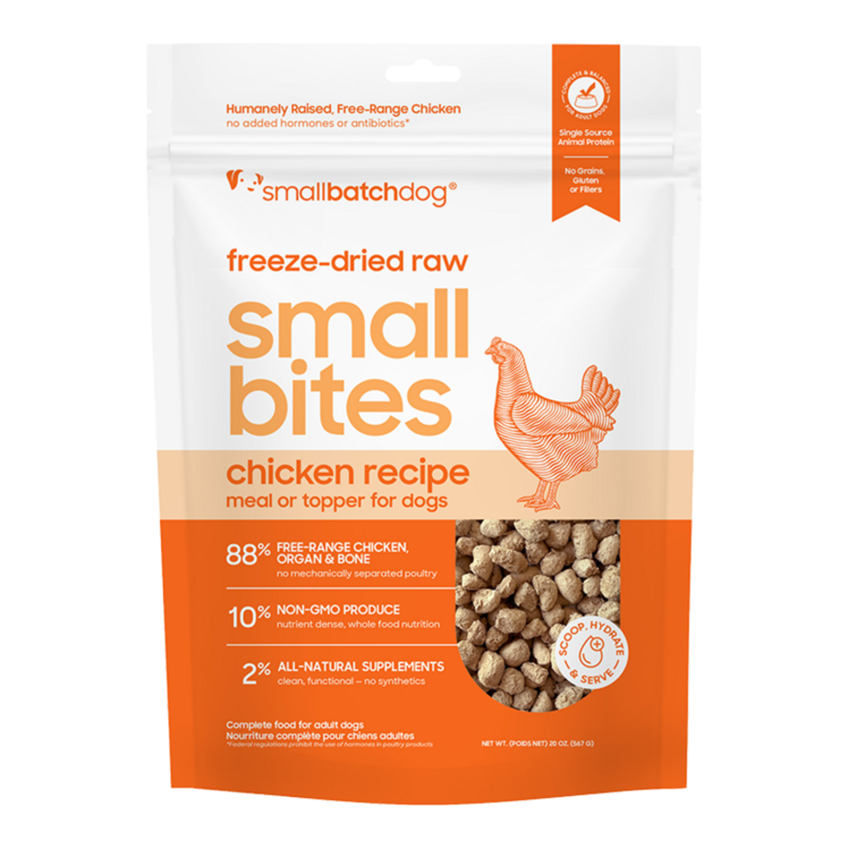 Small Batch Pets SmallBatch Dog FD Raw Small Bites Chicken Recipe 20oz