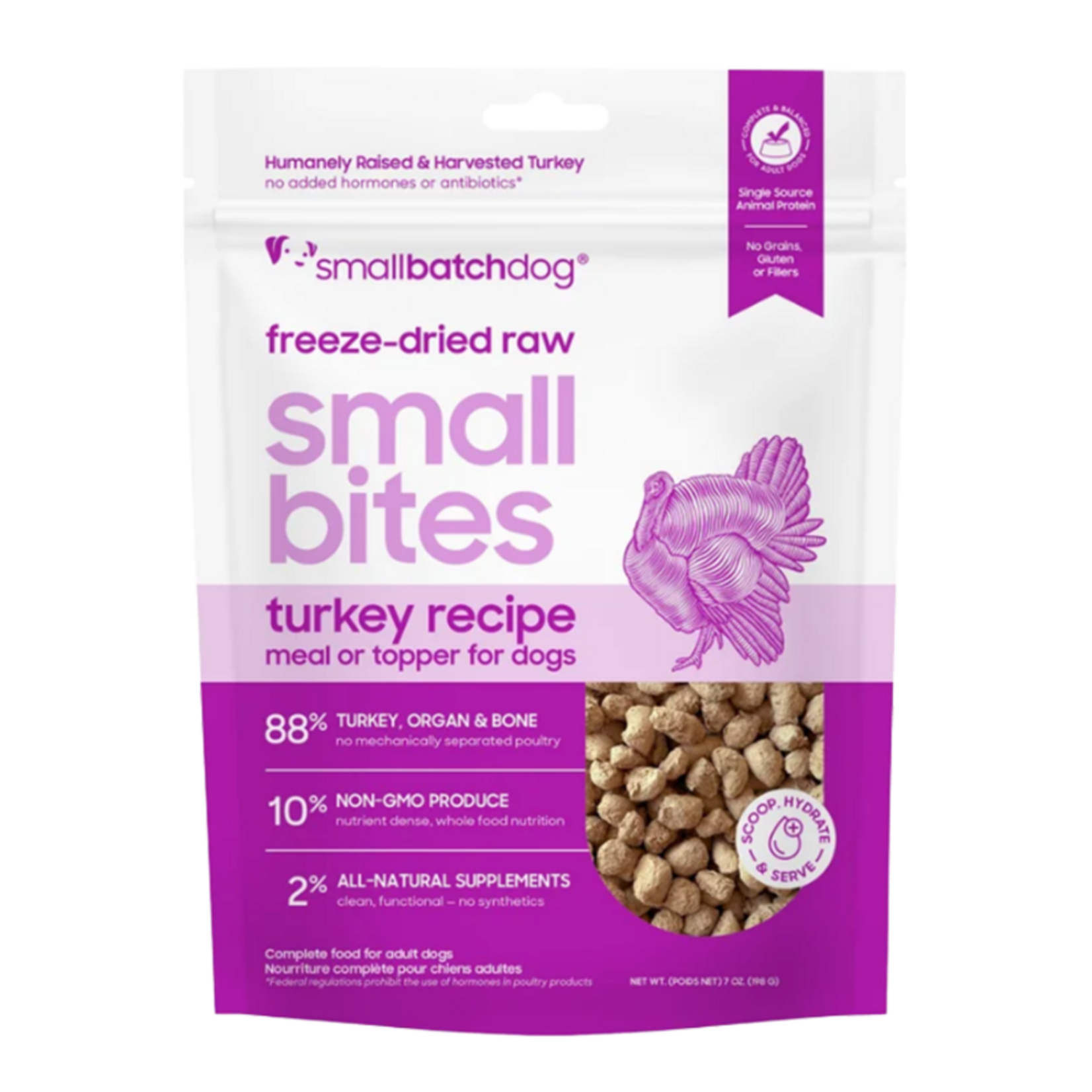 Small Batch Pets SmallBatch Dog FD Raw Small Bites Turkey Recipe 7oz
