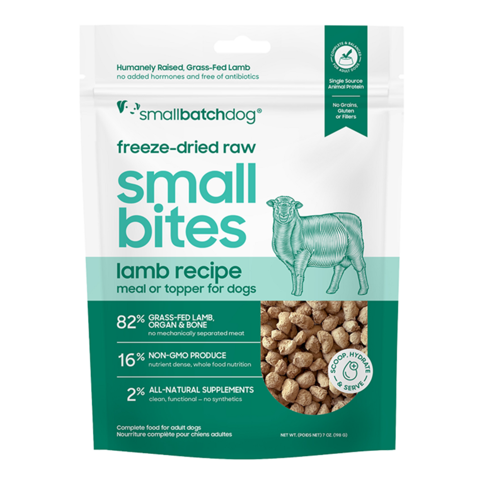 Small Batch Pets SmallBatch Dog FD Raw Small Bites Lamb Recipe 7oz