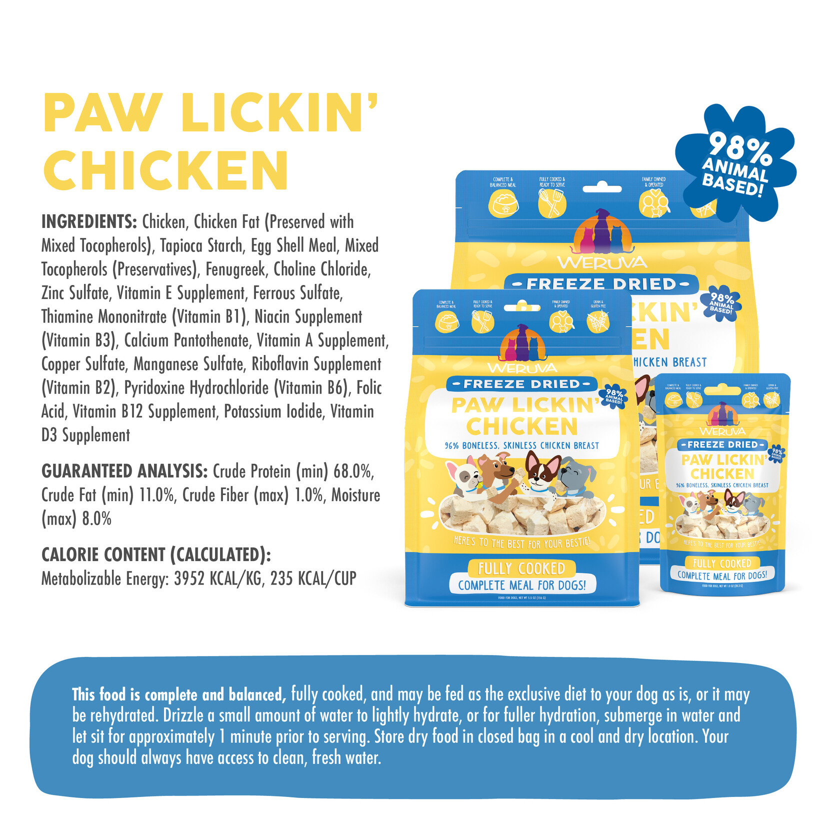 Weruva Weruva Dog Freeze-Dried Fully Cooked Paw Lickin' Chicken 5.5oz