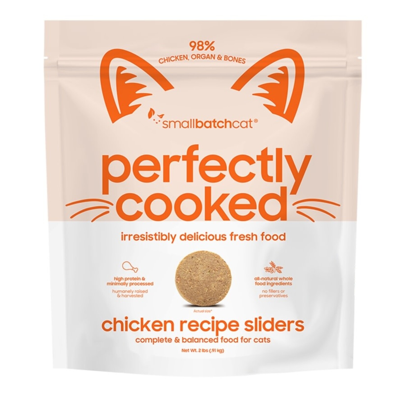 Small Batch Pets Smallbatch Cat FZ Perfectly Cooked Fresh Food for Cats Chicken Recipe Sliders 2#