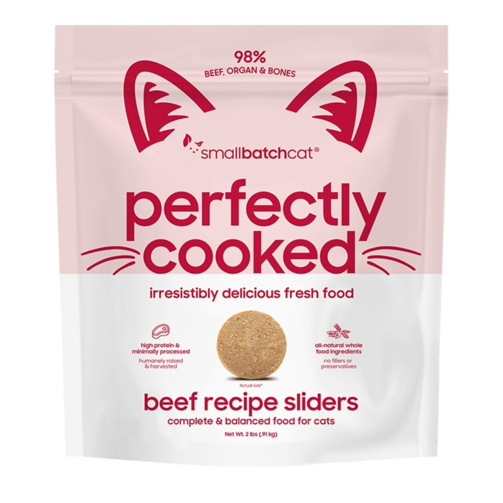 Small Batch Pets Smallbatch Cat FZ Perfectly Cooked Fresh Food for Cats Beef Recipe Sliders 2#