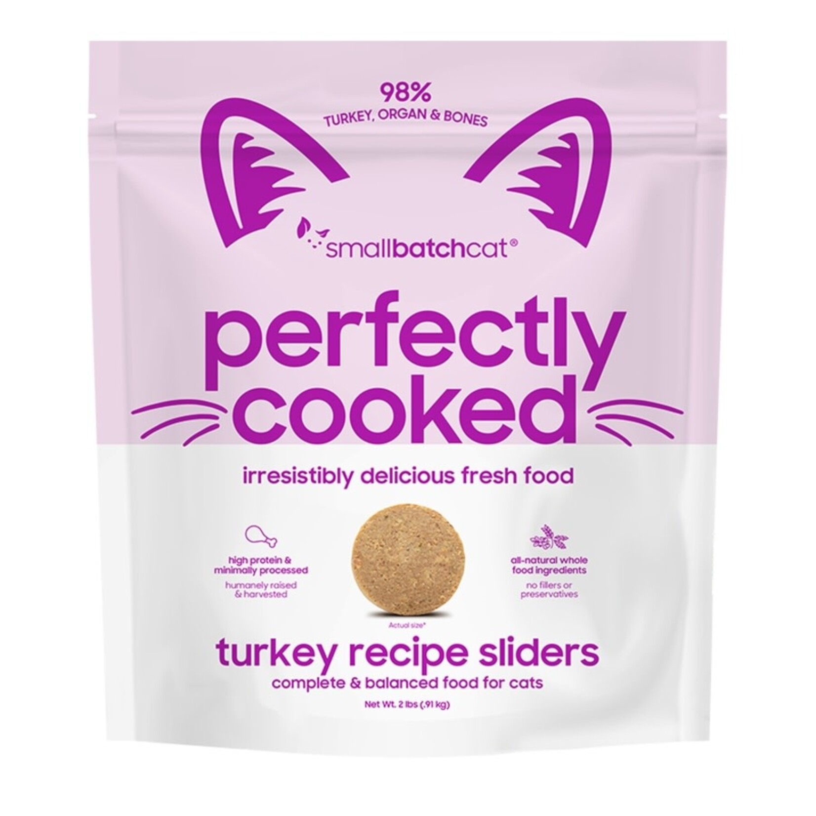 Small Batch Pets Smallbatch Cat FZ Perfectly Cooked Fresh Food for Cats Turkey Recipe Sliders 2#