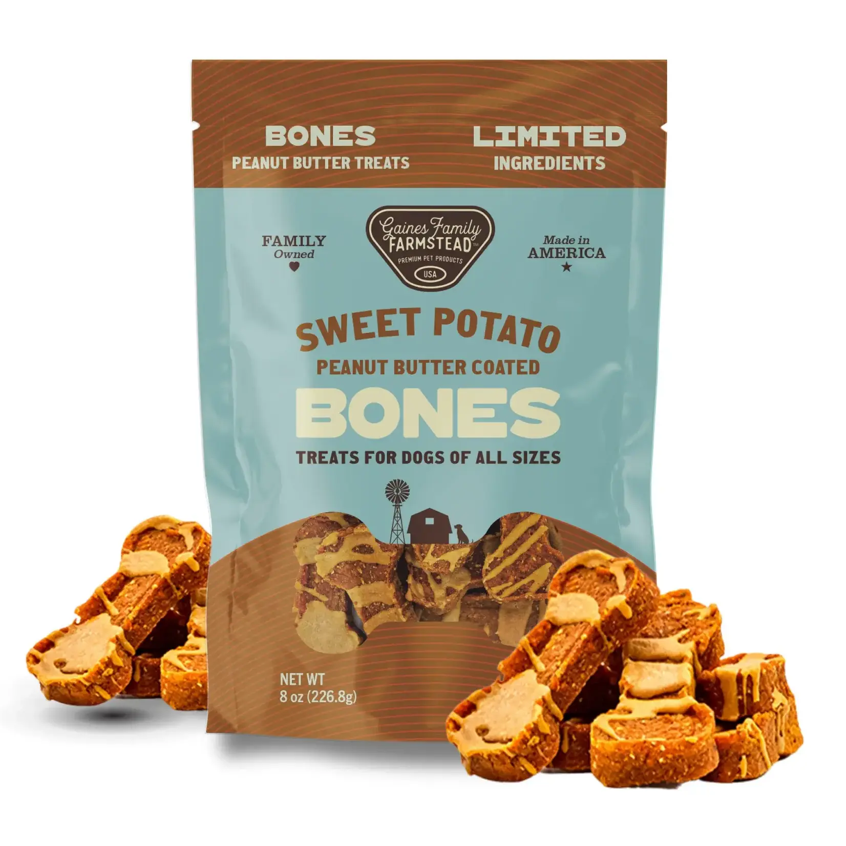 Gaines Family Farmstead Gaines Family Farmstead Peanut Butter Coated Sweet Potato Bones 8oz