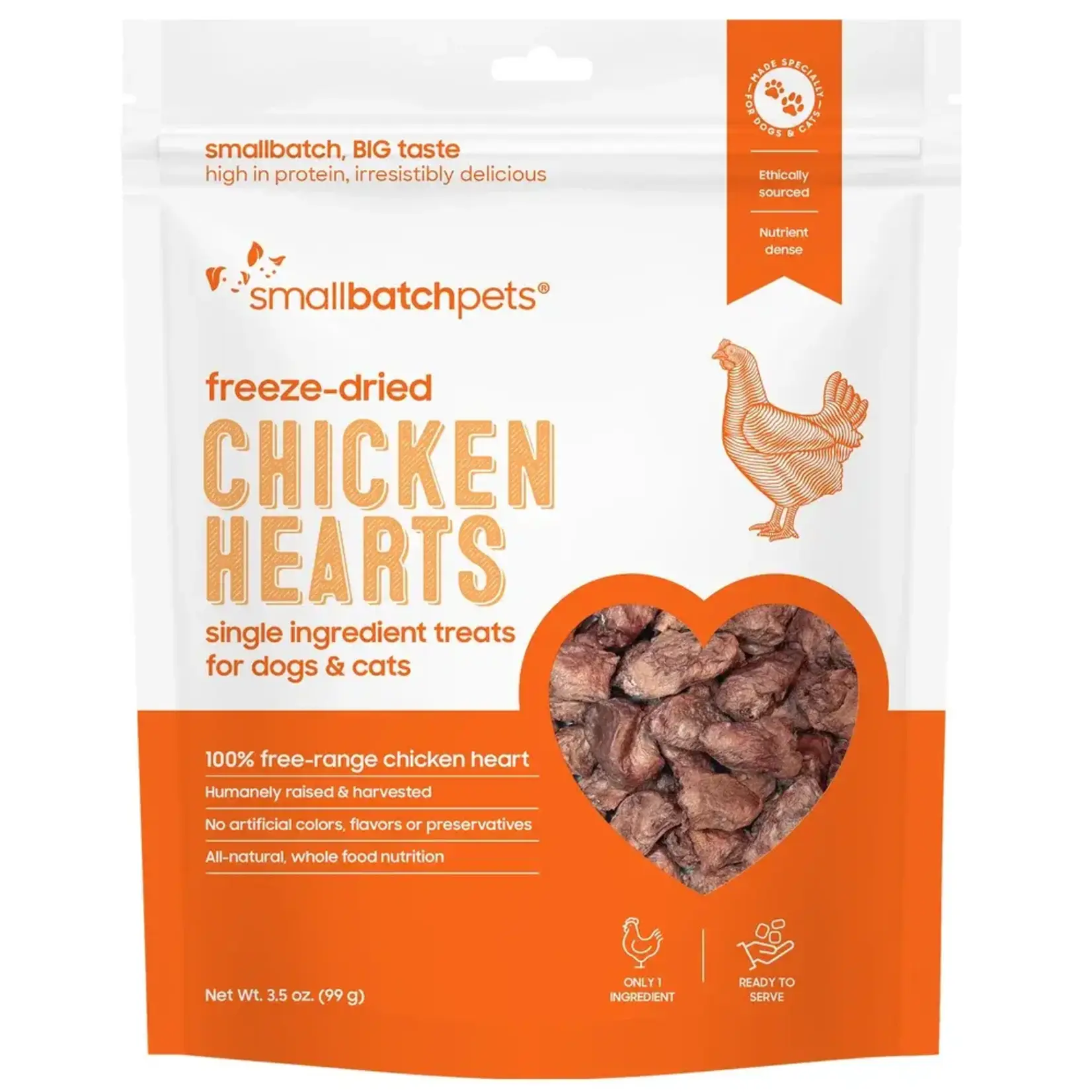 Small Batch Pets Small Batch Freeze-dried Chicken Hearts 3.5 OZ