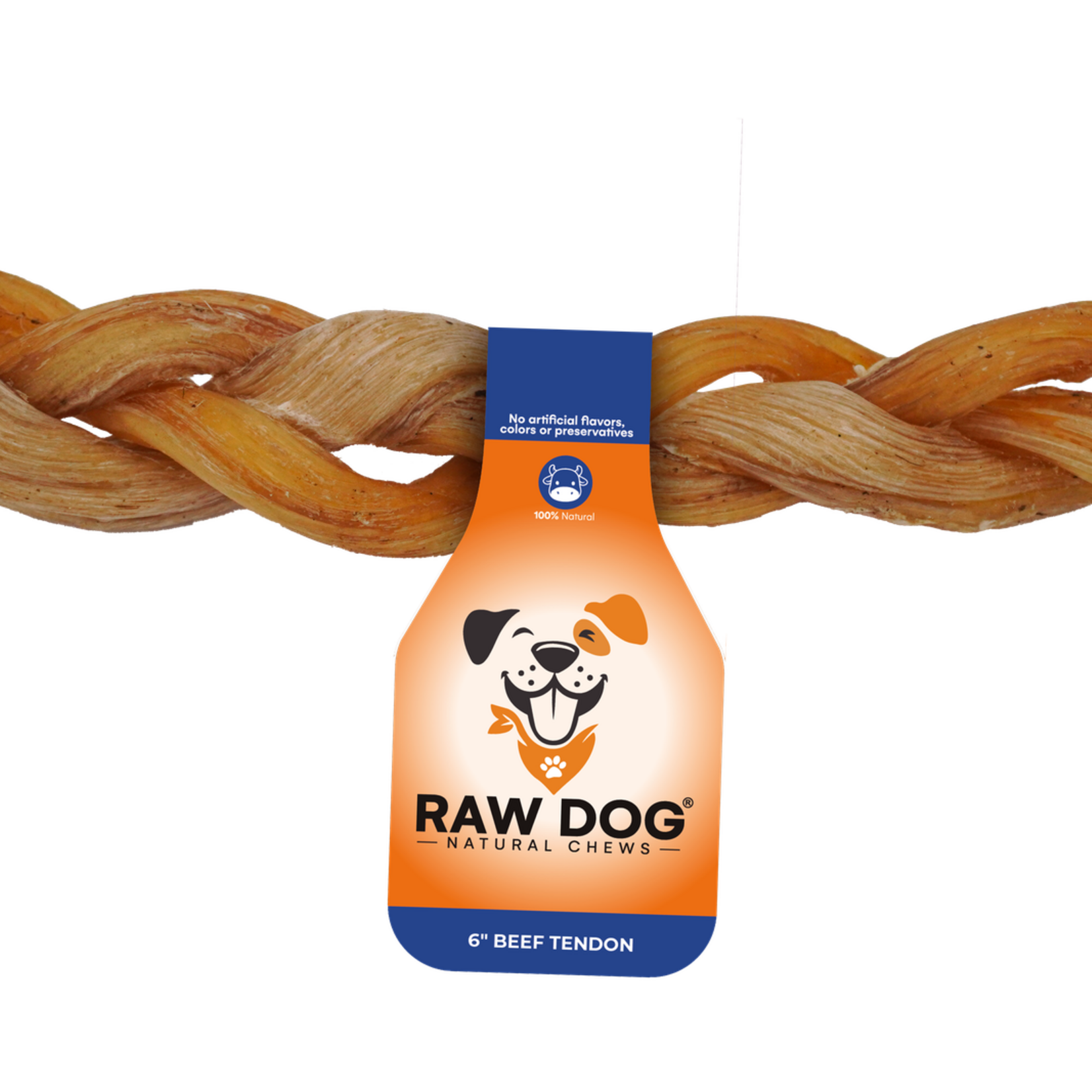 Raw Dog Natural Chews Raw Dog Braided Beef Tendon Chew 6"