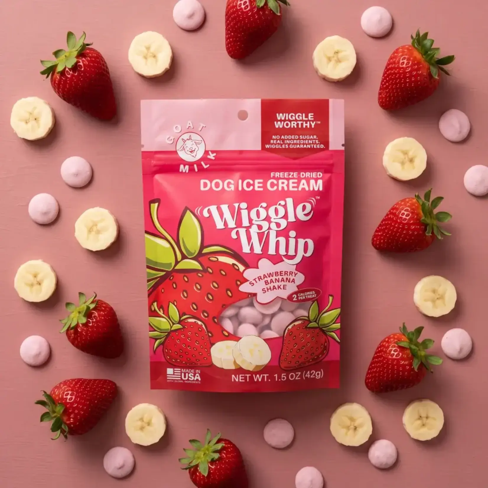 GreenLine Pet Supply GreenLine Wiggle Whip Freeze-Dried Dog Ice Cream Strawberry Banana Shake