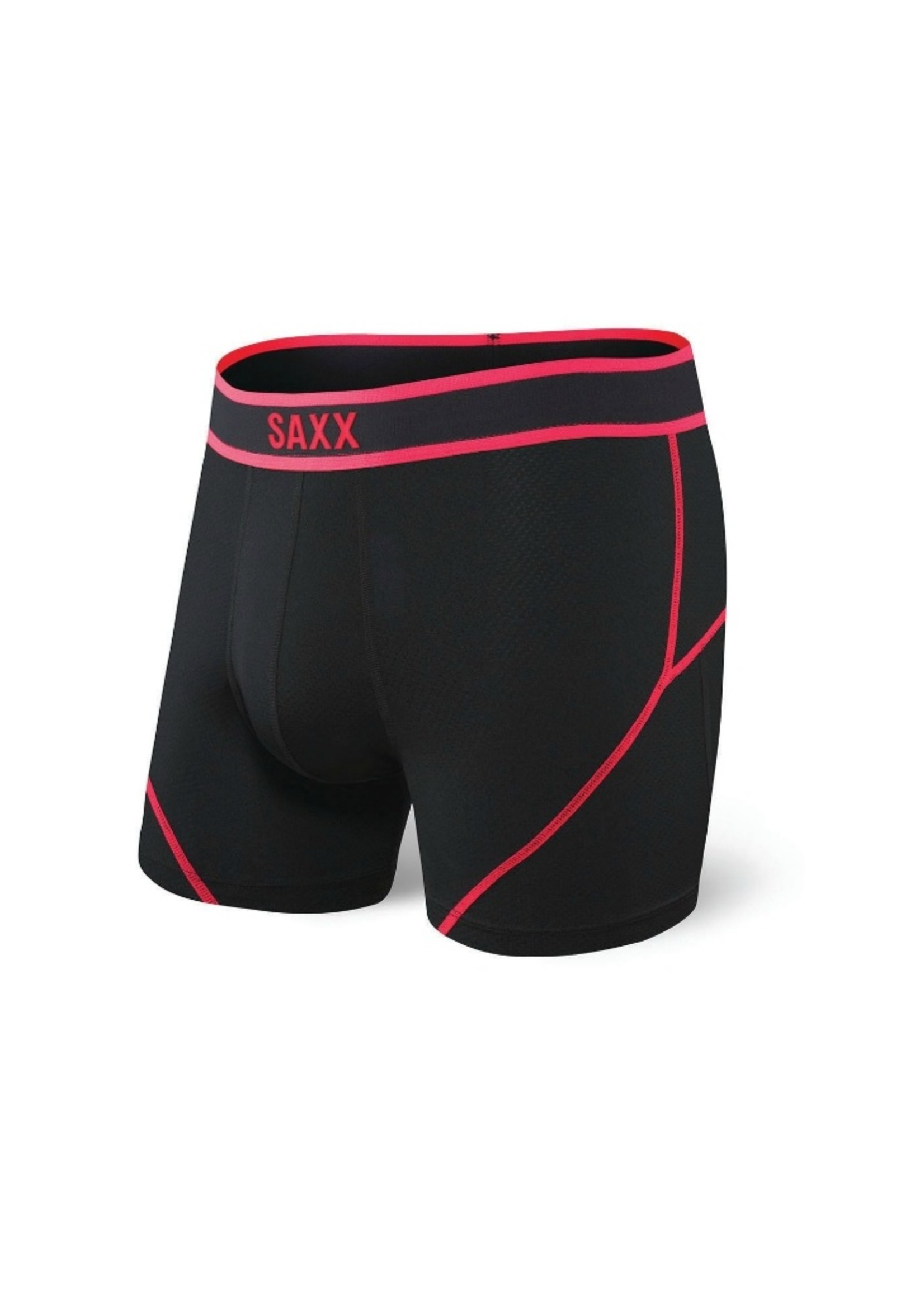 Men's sports running boxer briefs SAXX KINETIC HD Boxer Brief - black with  red seams. Black, BRANDS \ SAXX \ SPORTS BOXER SHORTS