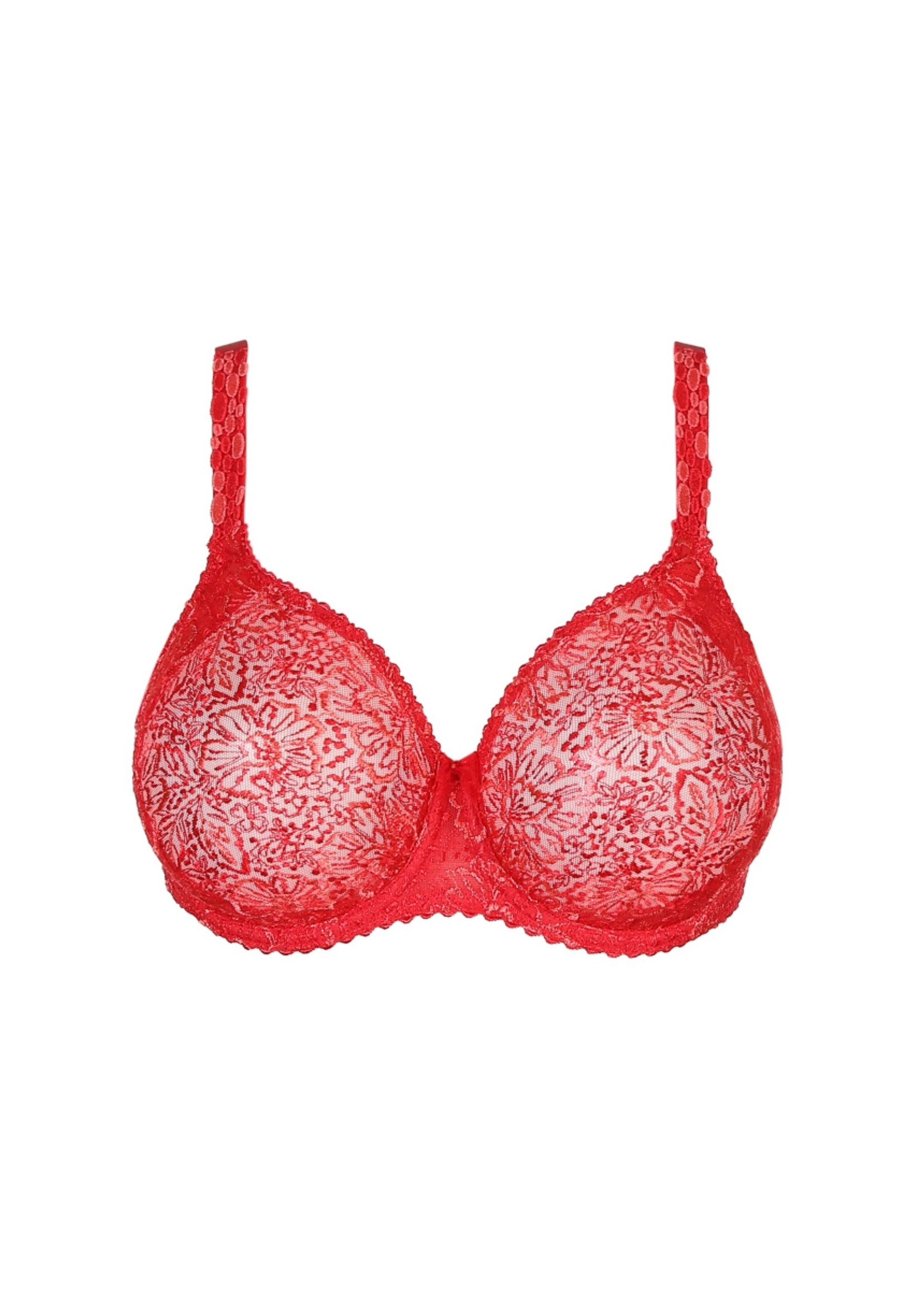 46D 5207-4-015 Women's Bordeaux Red Solid Colour Embroidered Underwired  Full Cup Bra 