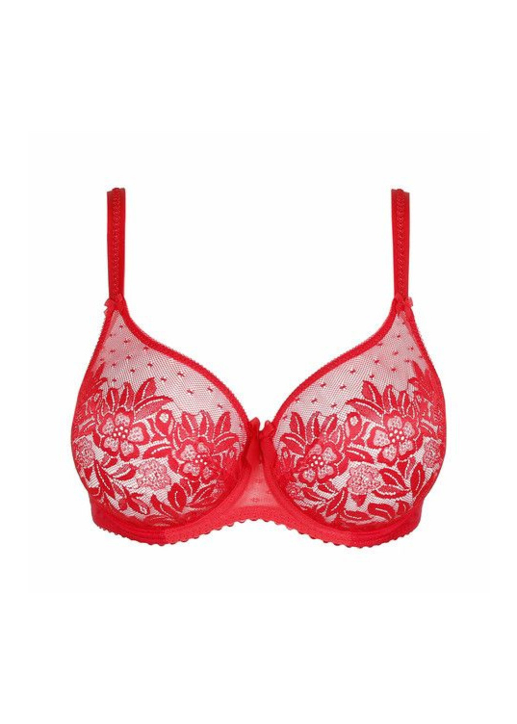 Prima Donna Bright Red Sheer Lace Bra -  Canada