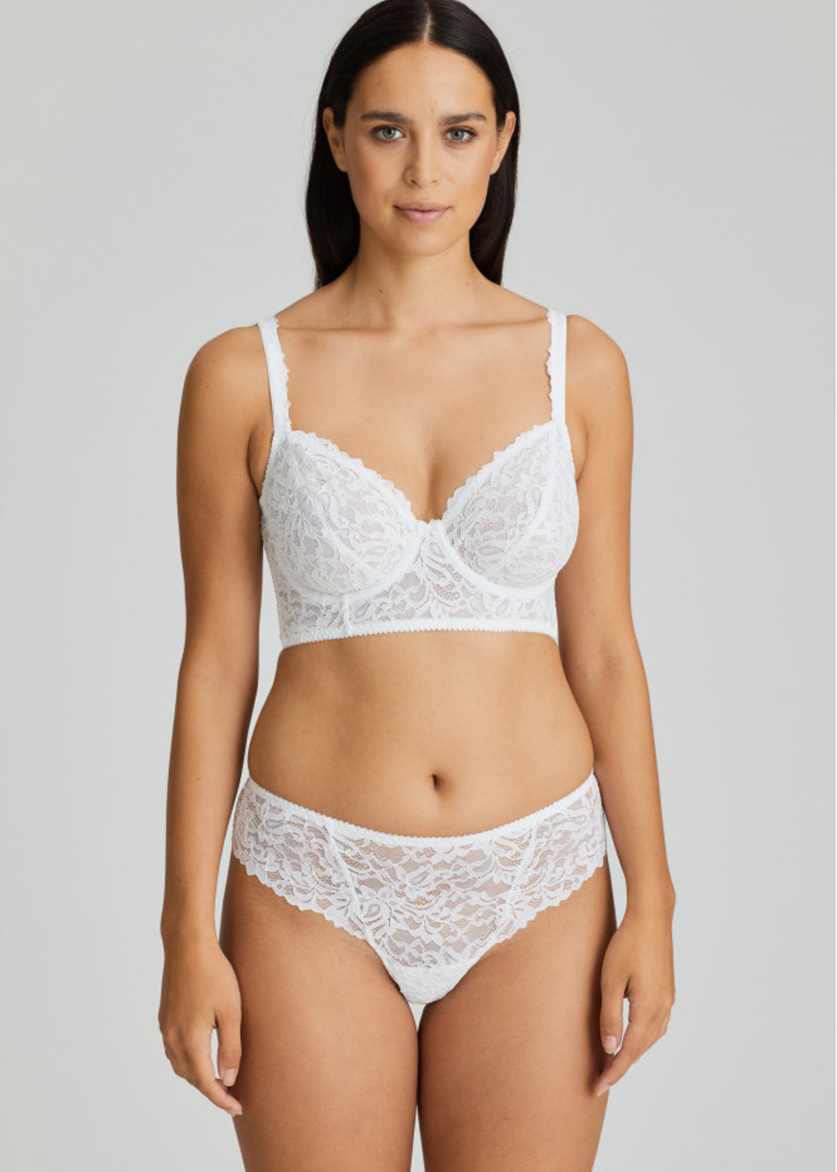 White Lace Underwired Longline Bra