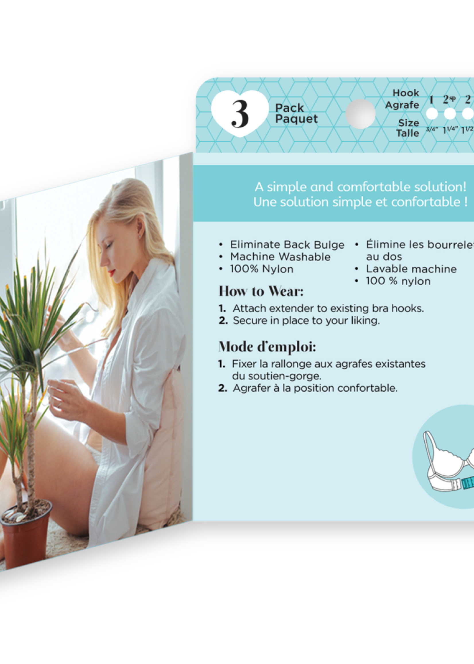 Forever & Ever 3 Hook Bra Back Extender Multi-pack