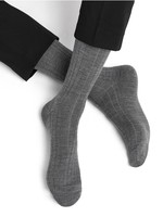 Bleuforet Men's Ribbed Merino Wool / Cotton Inside Sock