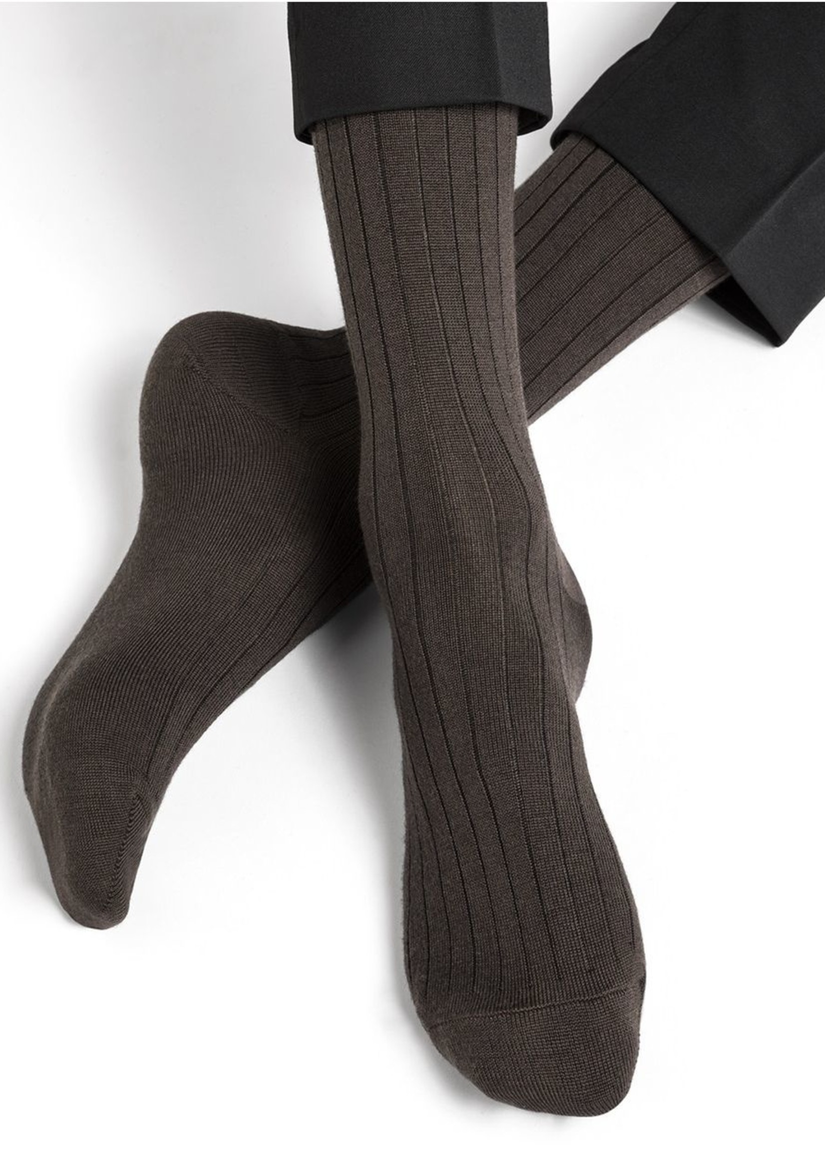 Bleuforet Men's Ribbed Merino Wool / Cotton Inside Sock