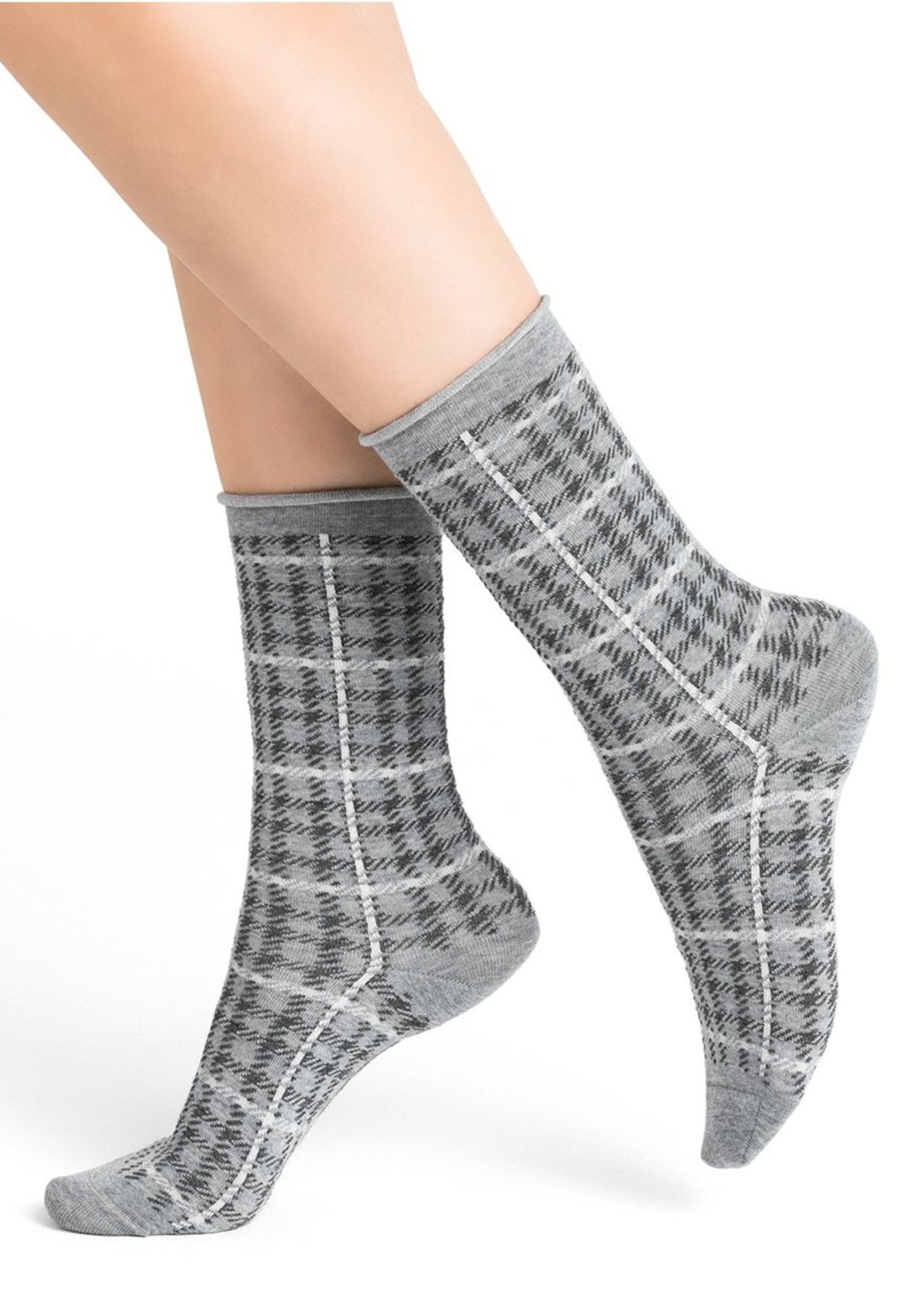 Bleuforet Fine Wool Socks with Check Pattern