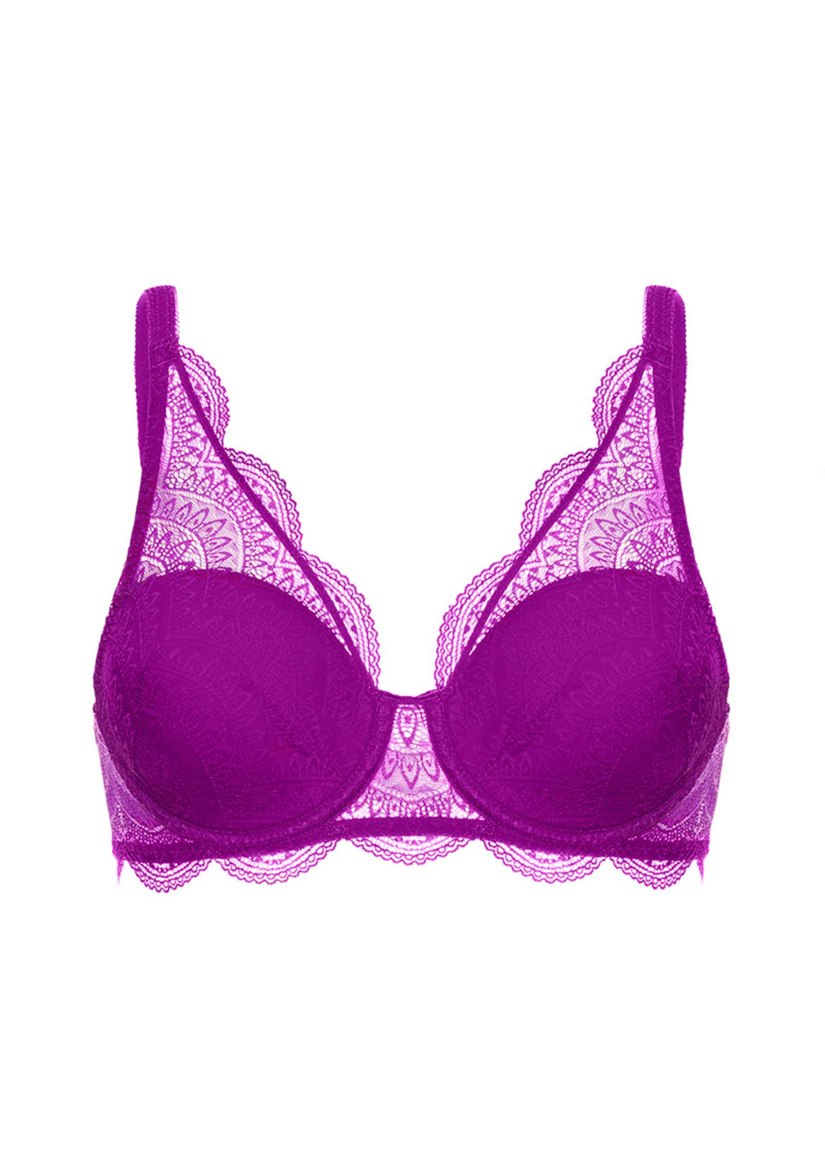 Buy Shyle Plum Floral Push Up Bra for Women 