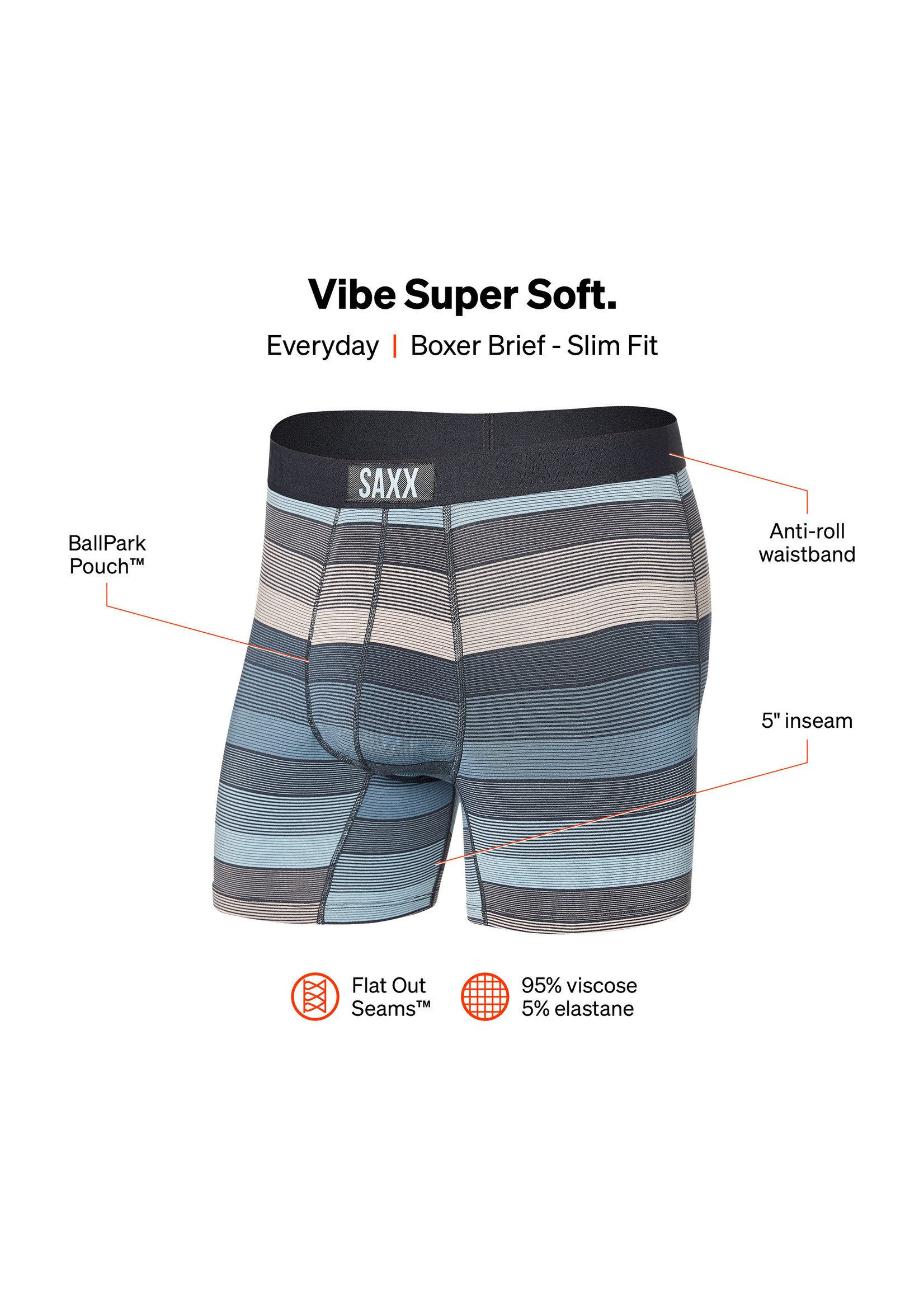 SAXX Men's Vibe Boxer Brief Blue Pop Jungle