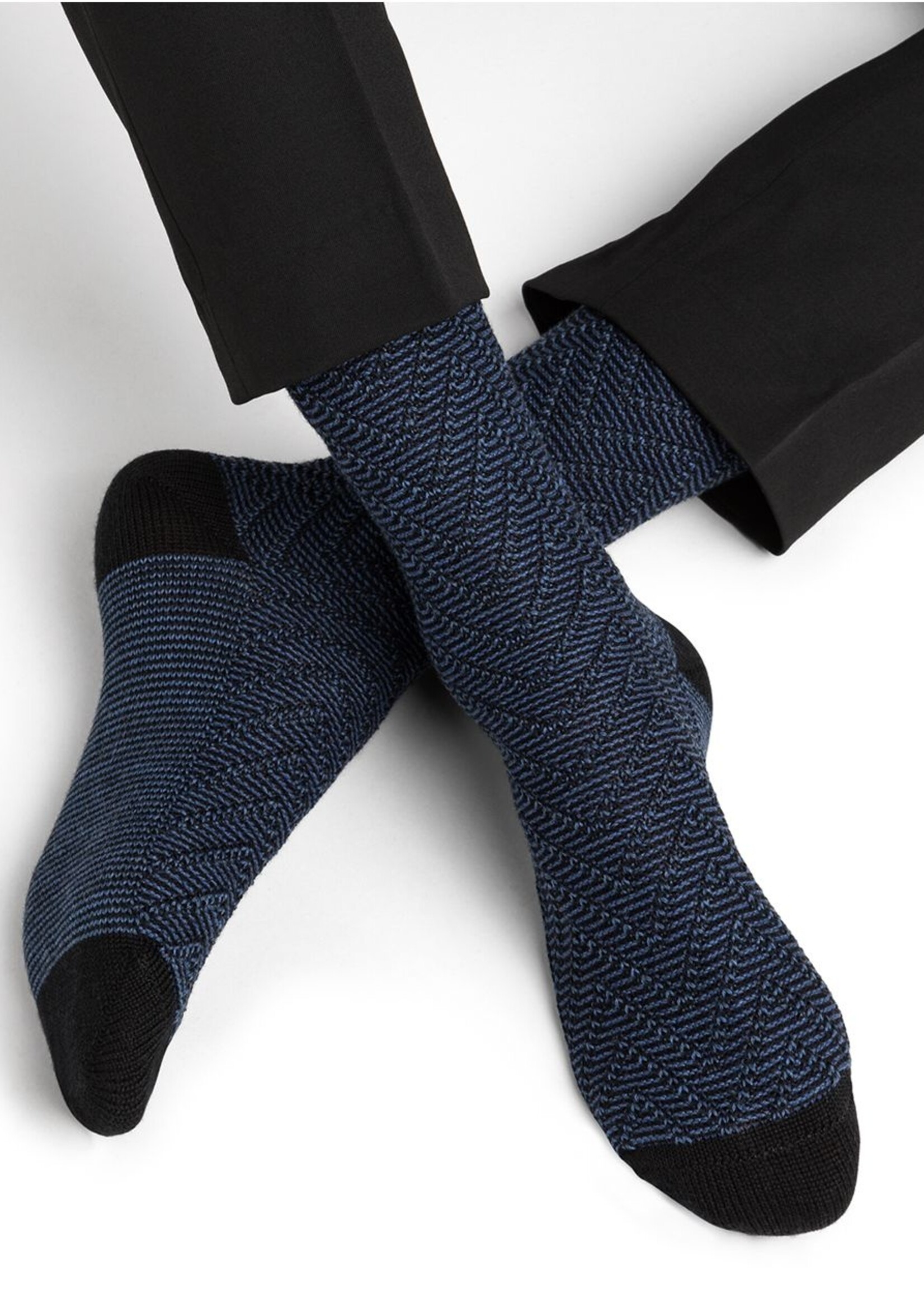 Bleuforet Men's Wool Socks with Zigzag Pattern 7003