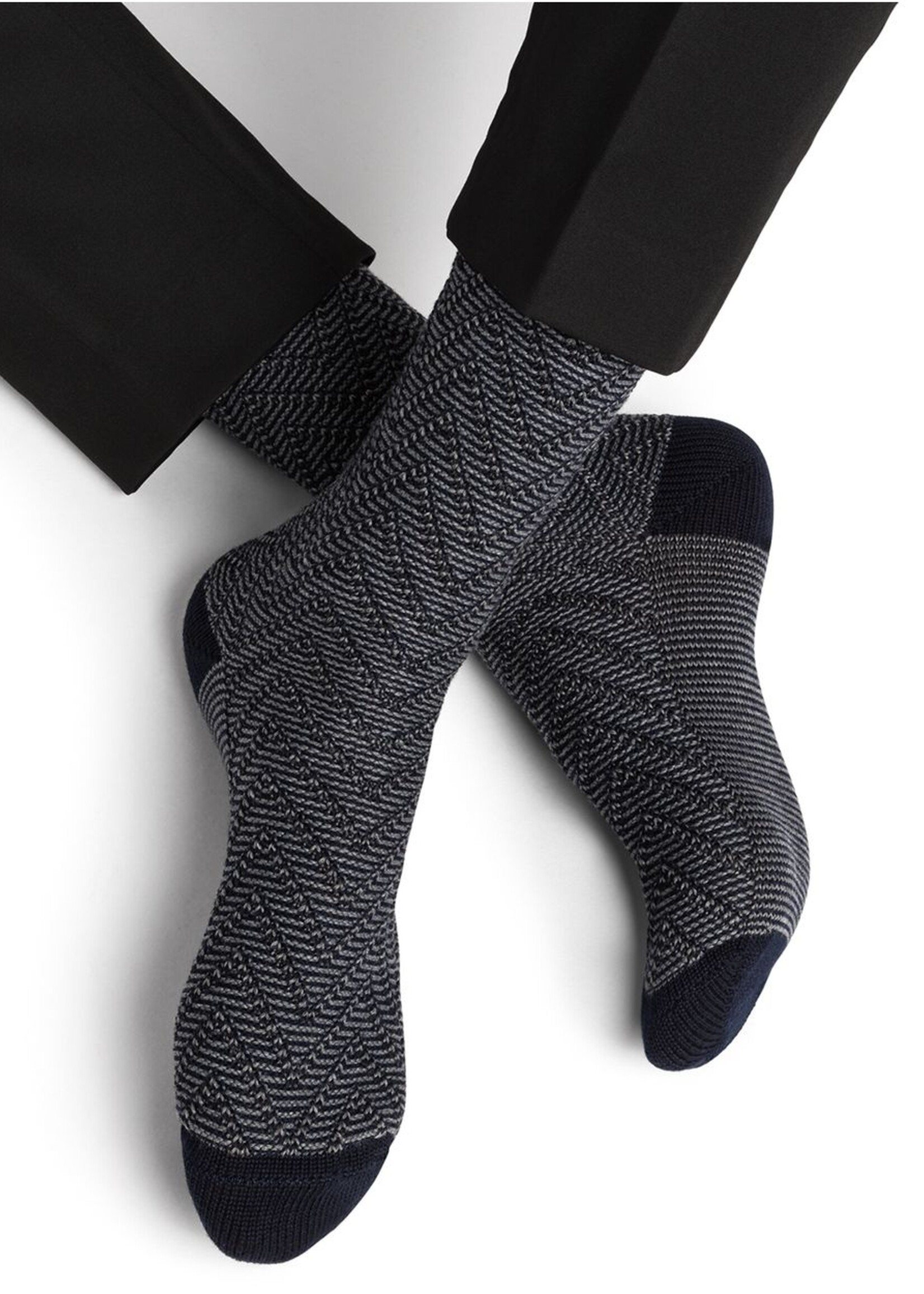 Bleuforet Men's Wool Socks with Zigzag Pattern 7003
