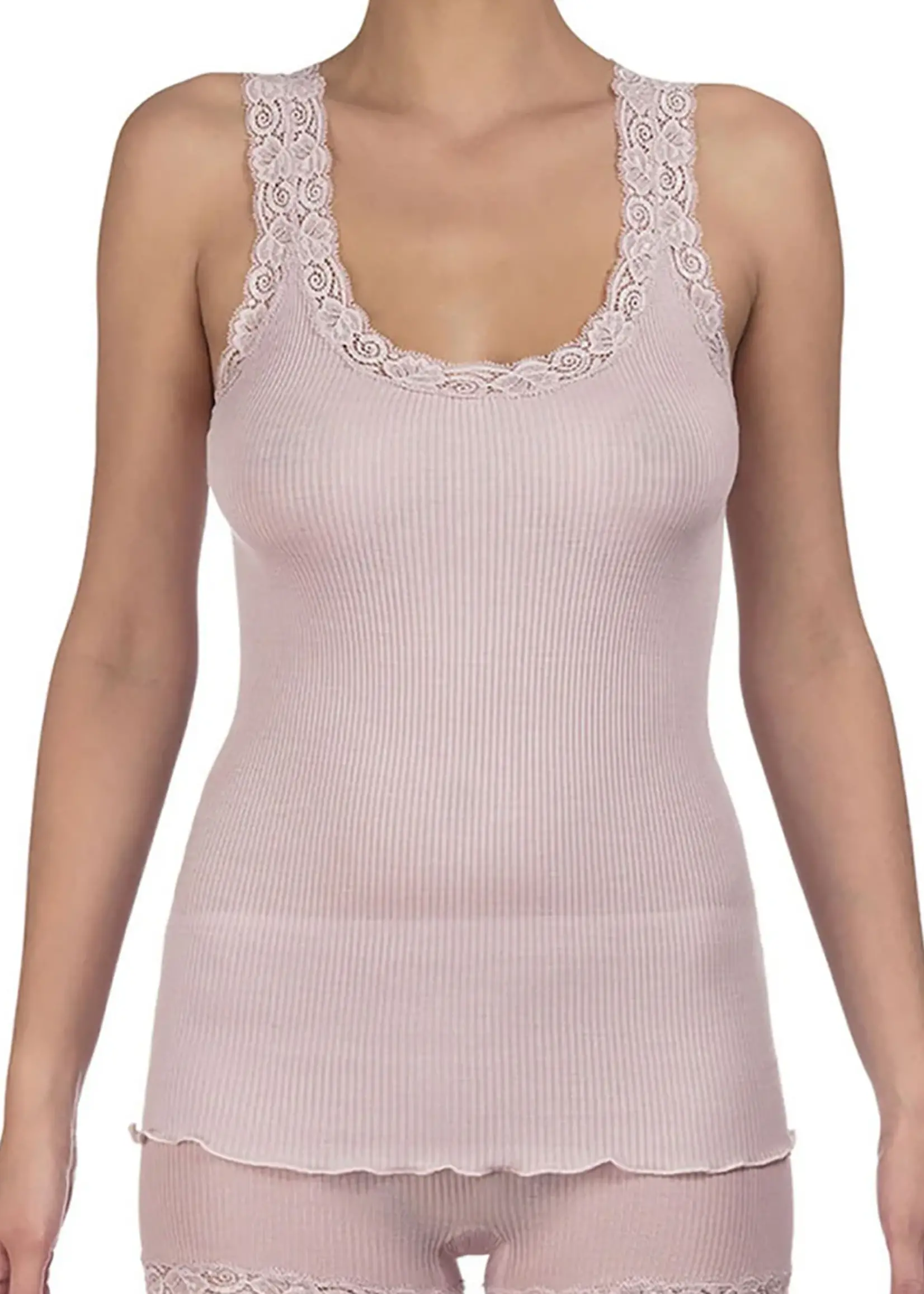 Oscalito Wool & Silk Rib Cami with Lace