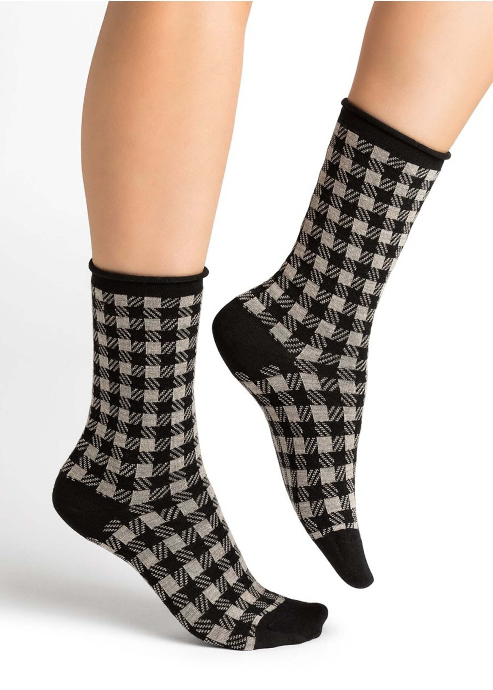 Bleuforet Fine Wool Socks with Check Pattern 6449