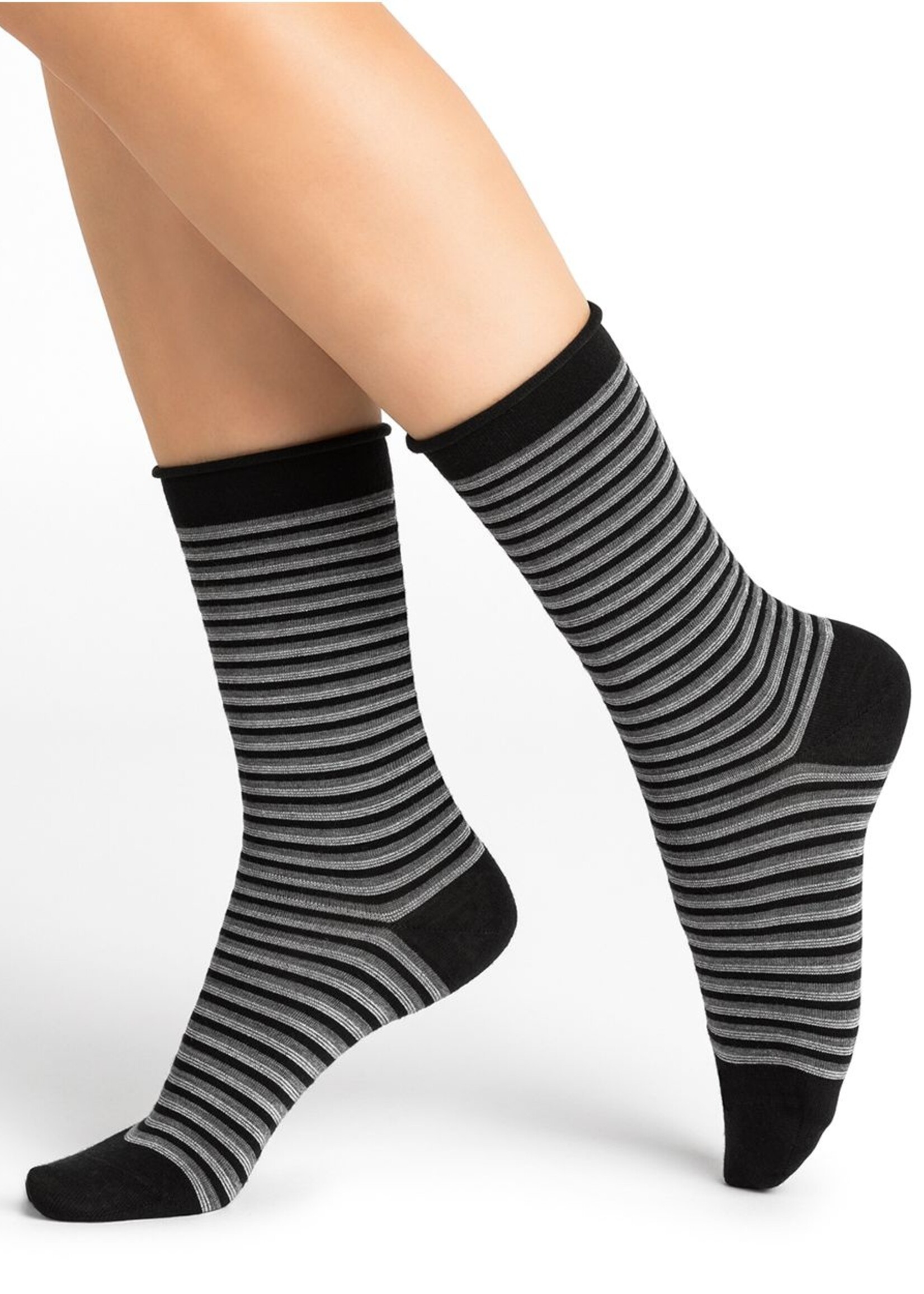 Bleuforet Fine Wool Socks with Stripes 6451