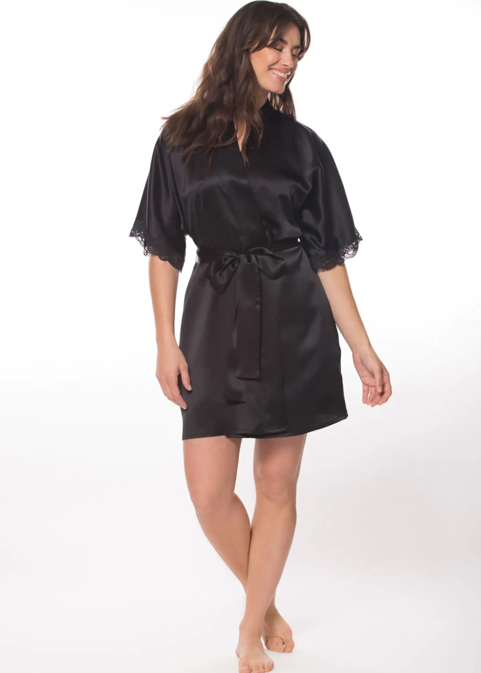 Christine Boudoir Short Silk Robe BIJR4000