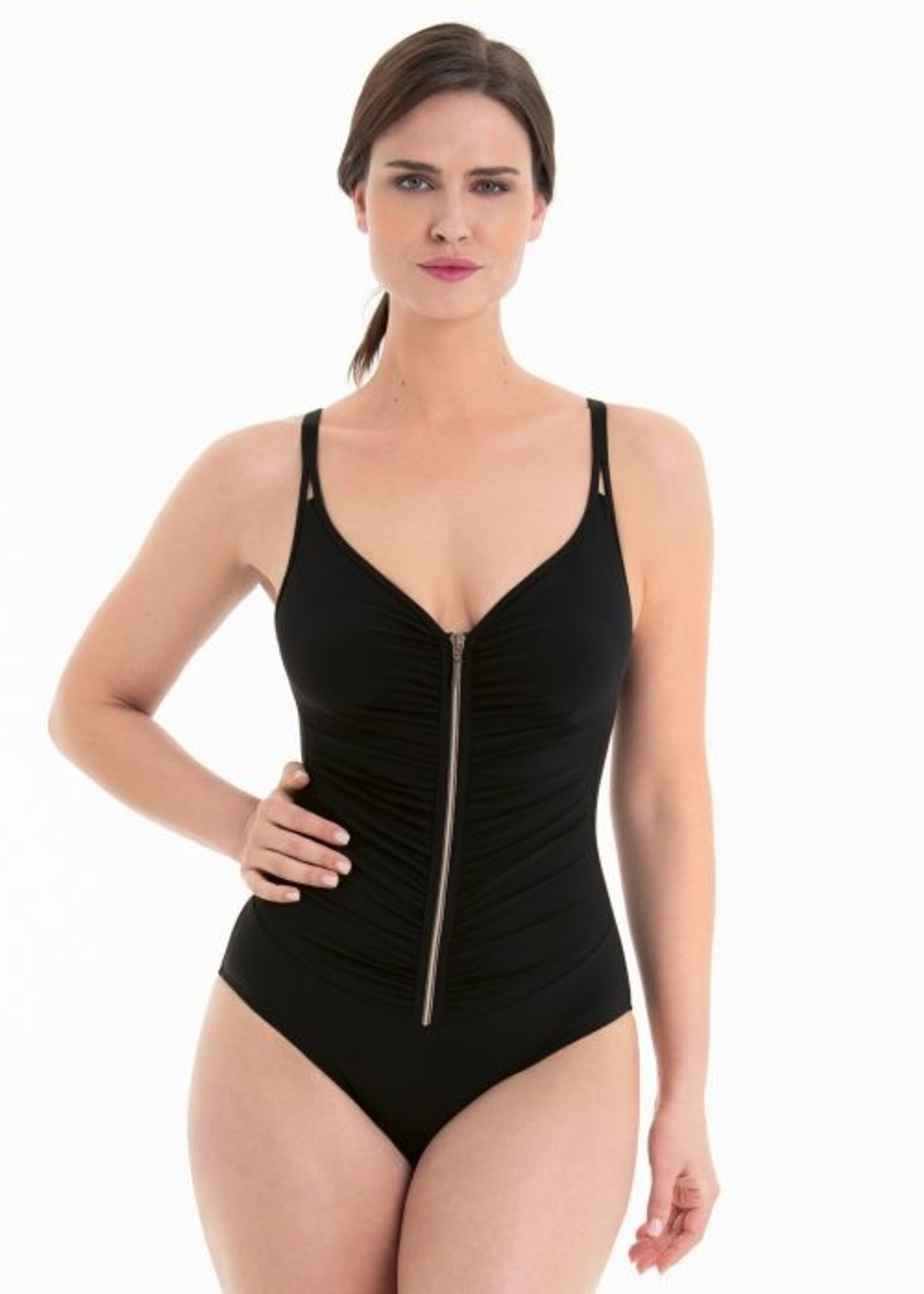 Anita Black Tourmaline Zipper Swimsuit 7466