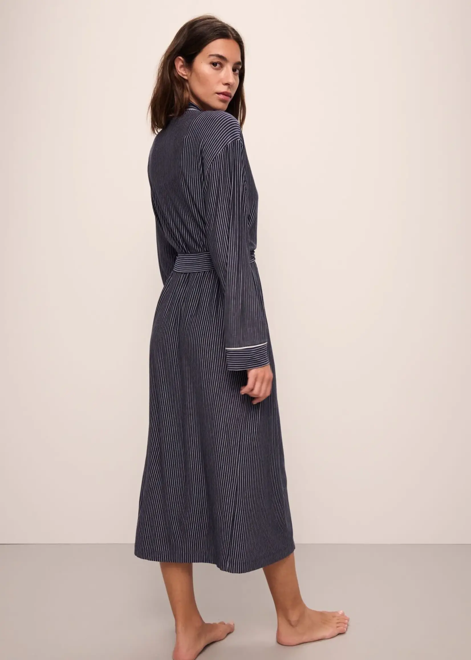 Eberjey Gisele Printed Duo Stripe Long Robe R1141L