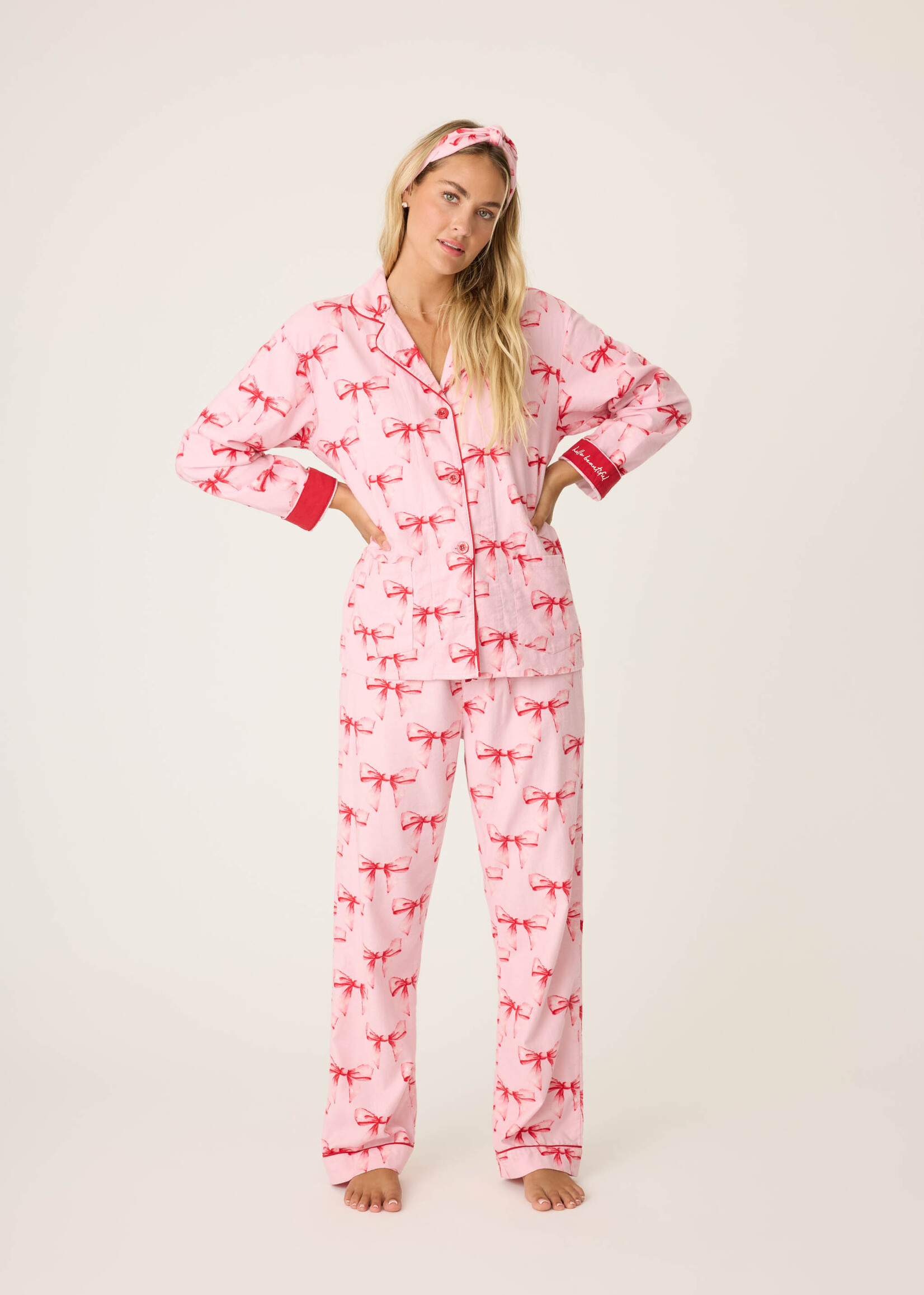 PJ Salvage Bows Flannel PJ Set RQFLPJ