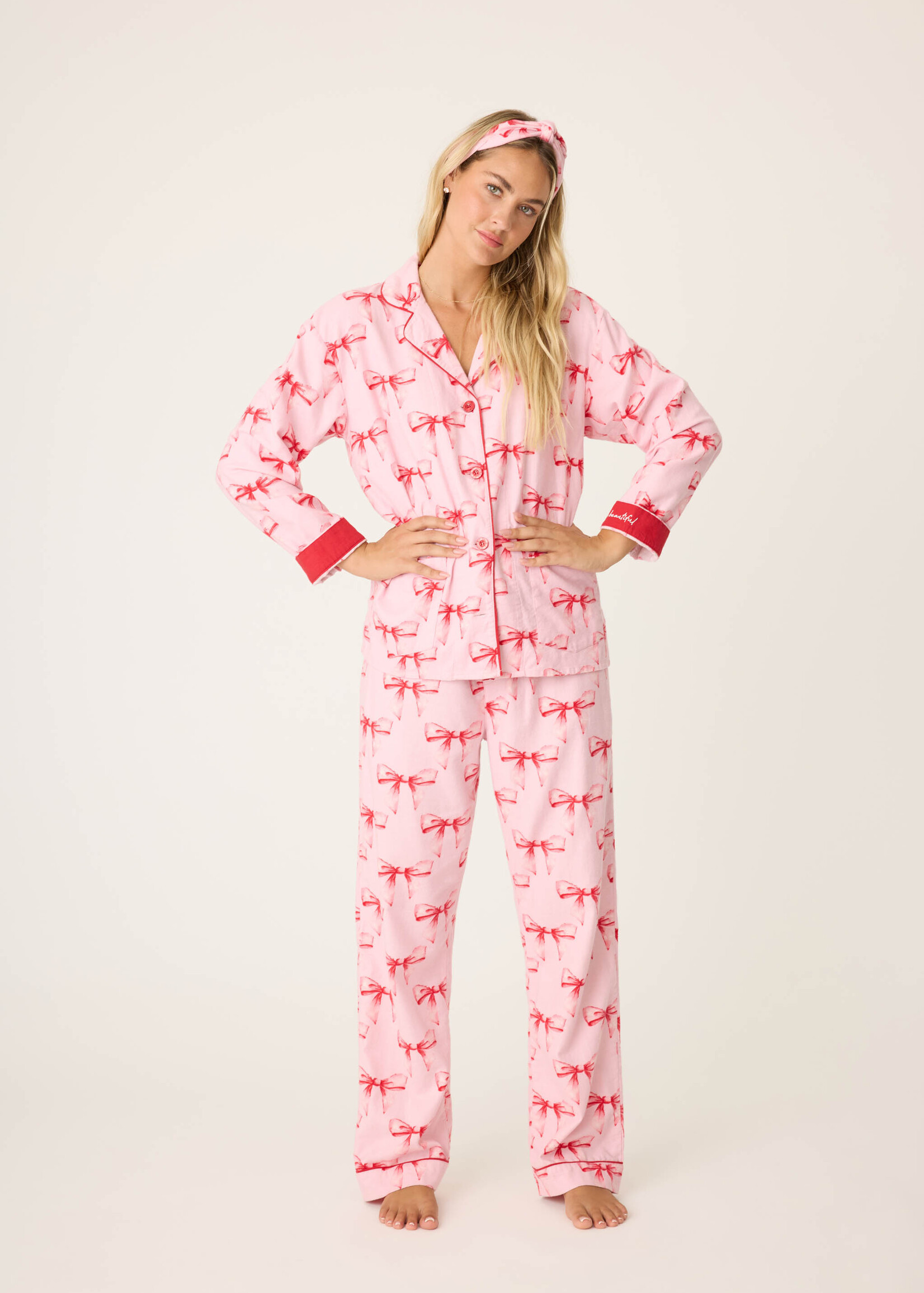 PJ Salvage Bows Flannel PJ Set RQFLPJ