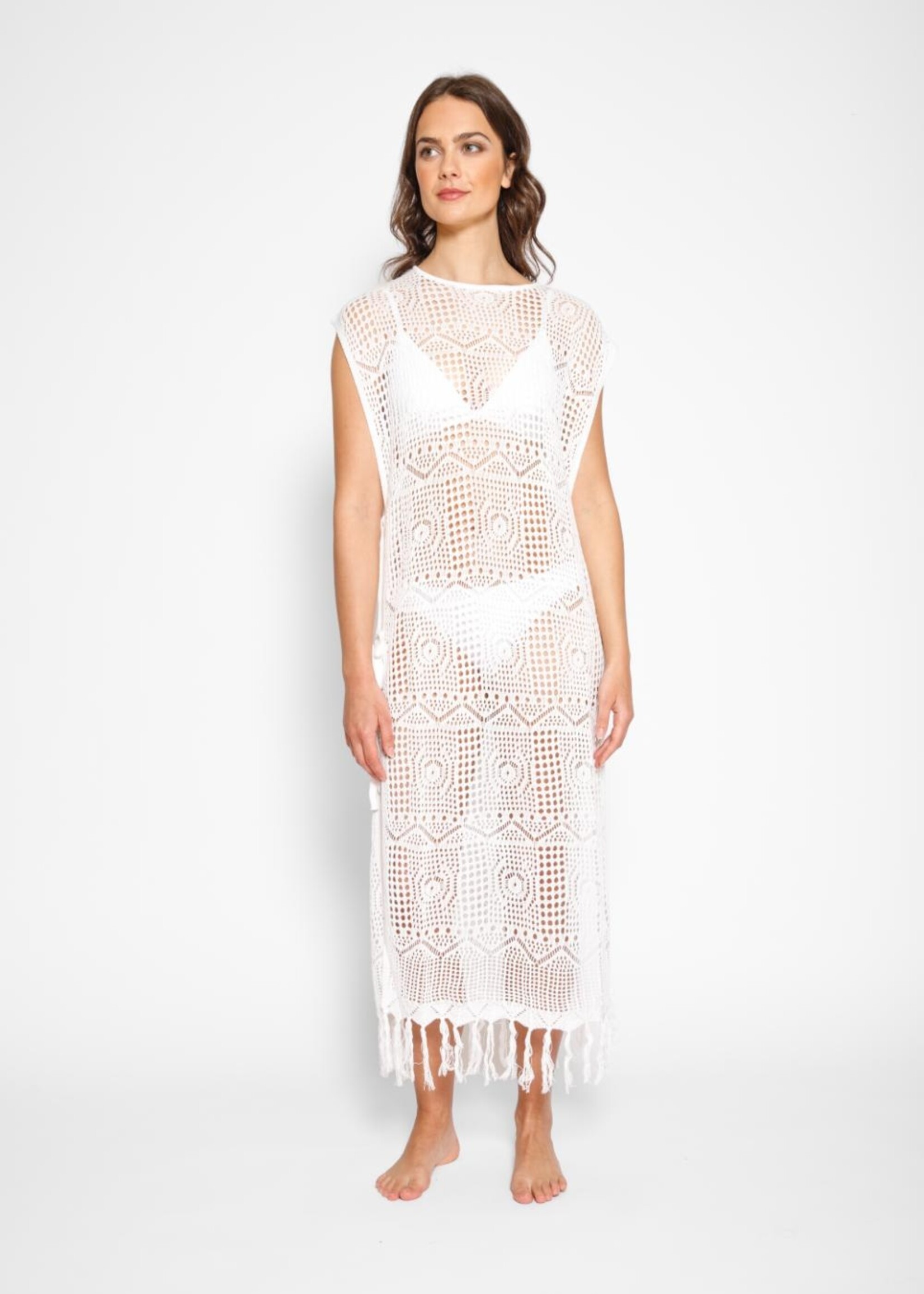 Koy Resort Santorini Fringe Long Coverup K24109-22